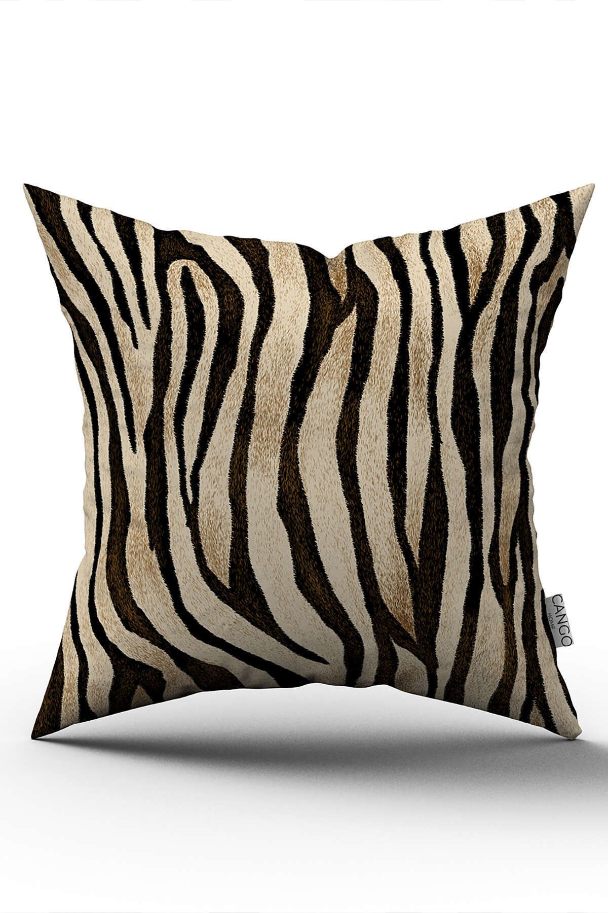 Cango Home Çift Taraflı Kahverengi Siyah Zebra Desenli Dijital Baskı Kırlent Yastık Kılıfı - Cgh360-ct