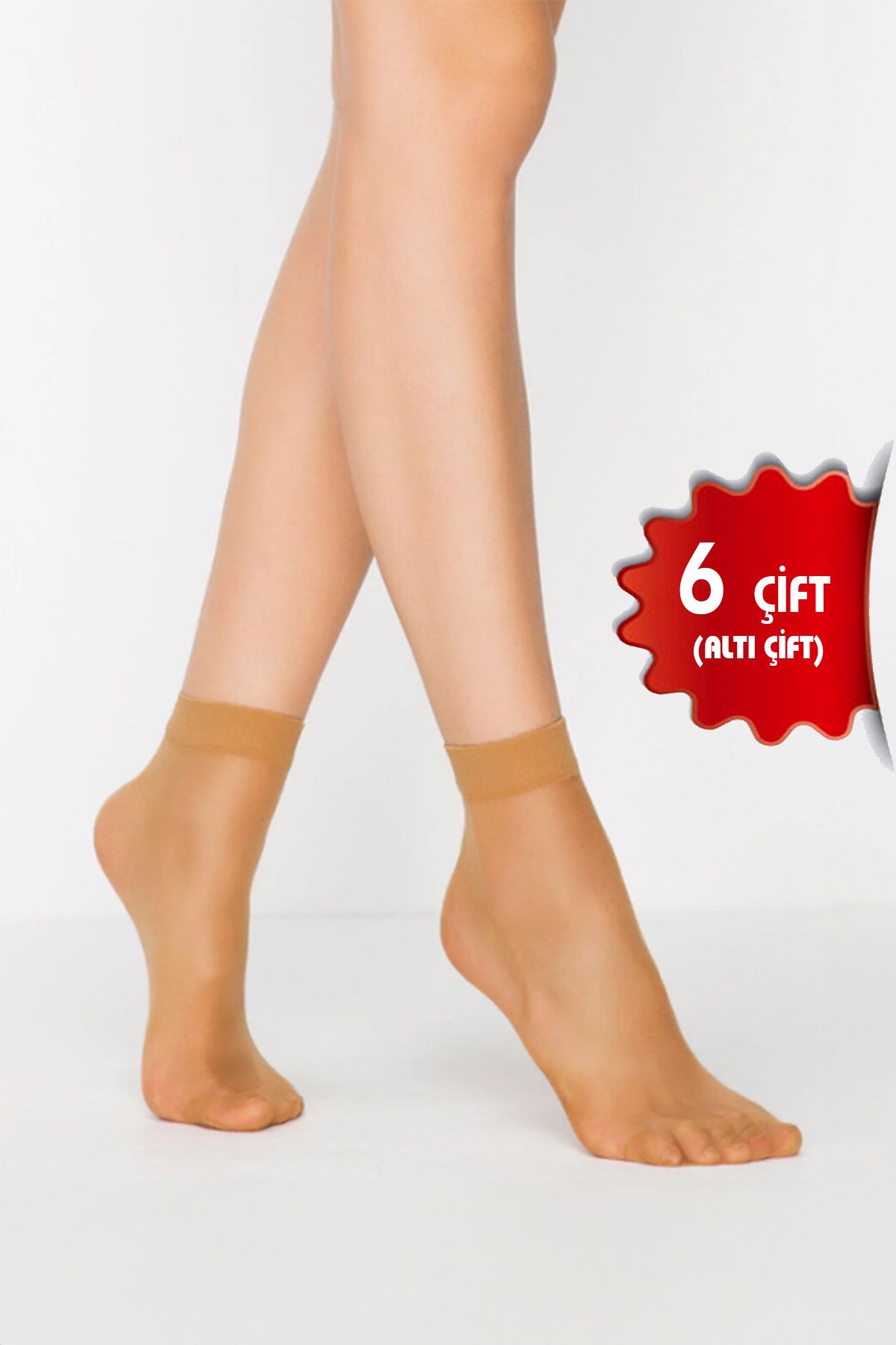 BSM 6'lı Kadın Ten Fit 15 Den Parlak Soket Çorap