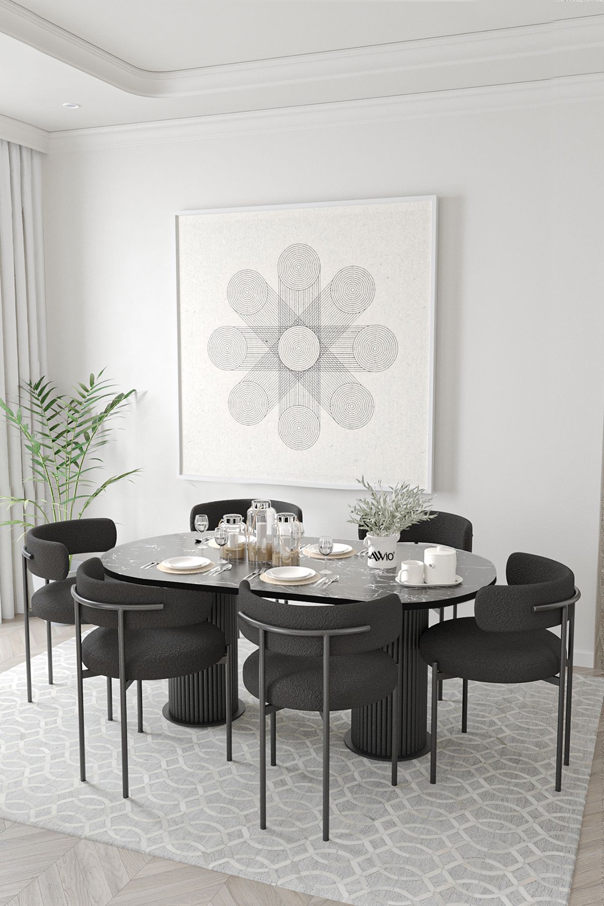 Avvio Loreto  Teddy Sandalye 80x140 Yemek Masası Mutfak Masası 6 Kişilik Masa Sandalye Takımı