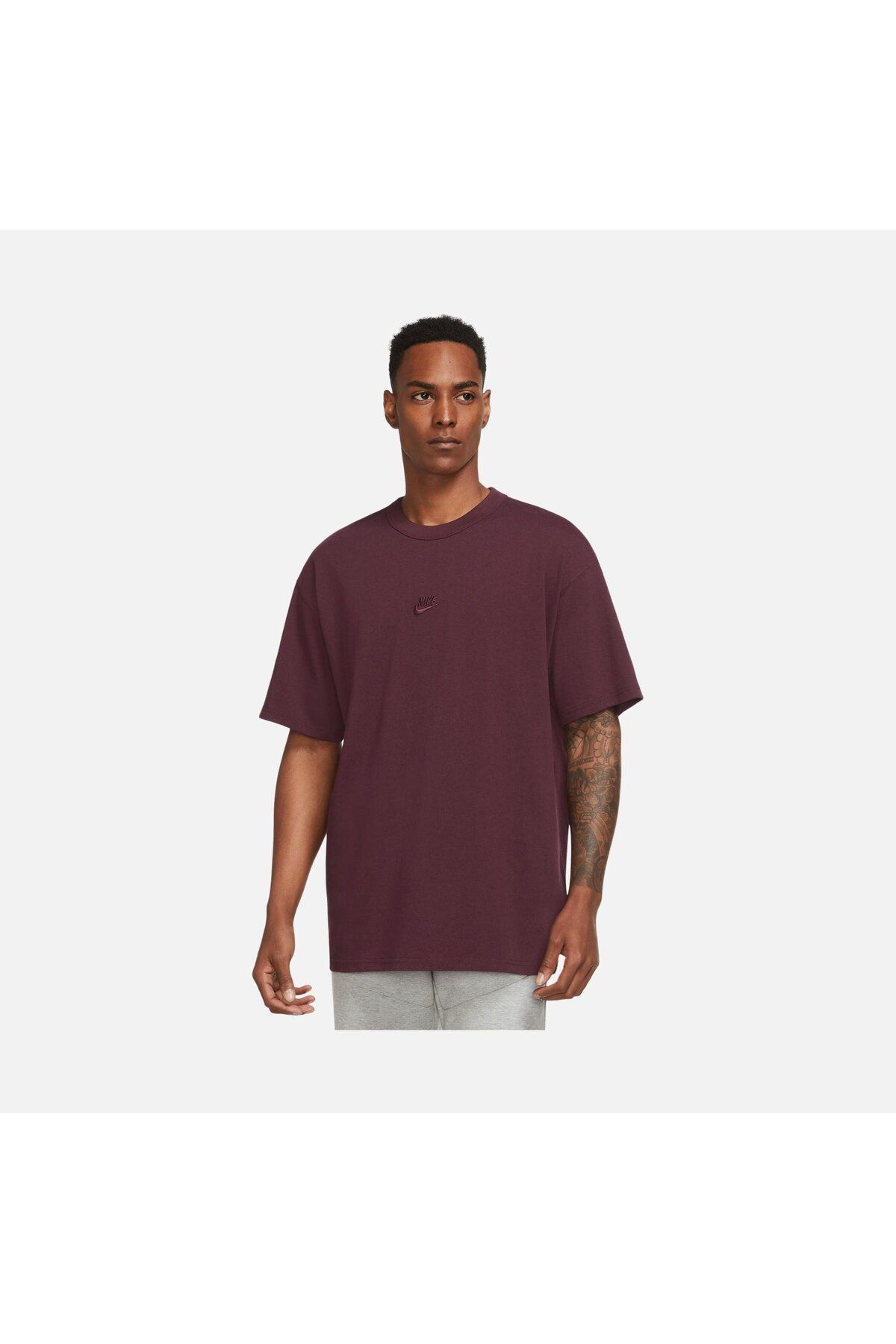 Nike Sportswear Premium Essentials Oversize Short-Sleeve Bordo Erkek T-shirt