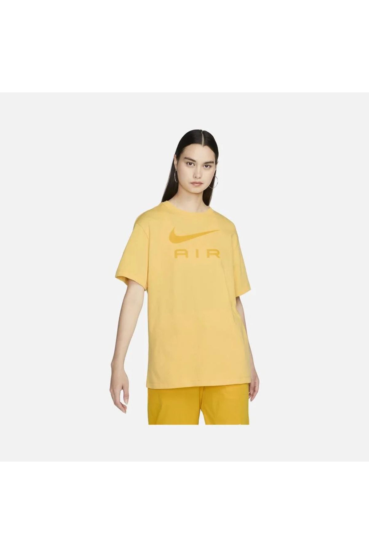 Nike Sportswear Air Graphic Boyfriend Short-Sleeve bol kesim  Kadın sarı   t-shirt dx7918