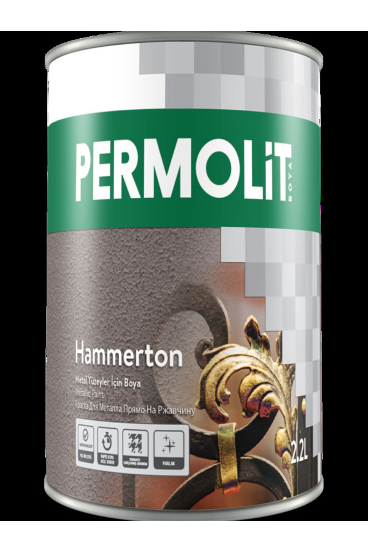 Permolit Hammerton (ÇEKİÇLENMİŞ METAL GÖRÜNÜMLÜ) Boya Antik Altın