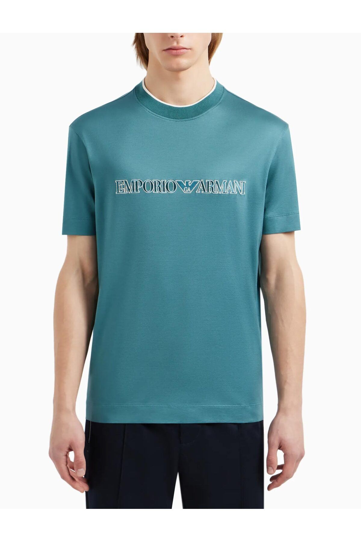 Emporio Armani Erkek Logolu Kısa Kollu Pamuklu Yeşil T-Shirt 3D1TD4 1JUVZ-0756