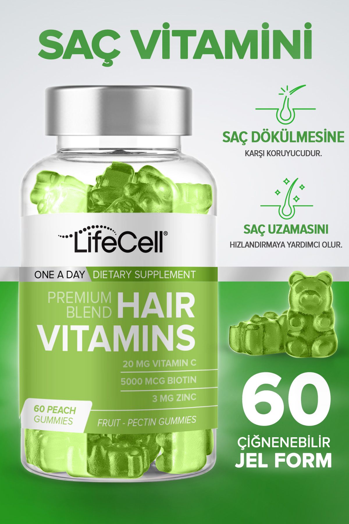 Lifecell Hair Vitamins Vitamin C Biotin Zinc - Saç Vitamini - Takviye Edici Gıda
