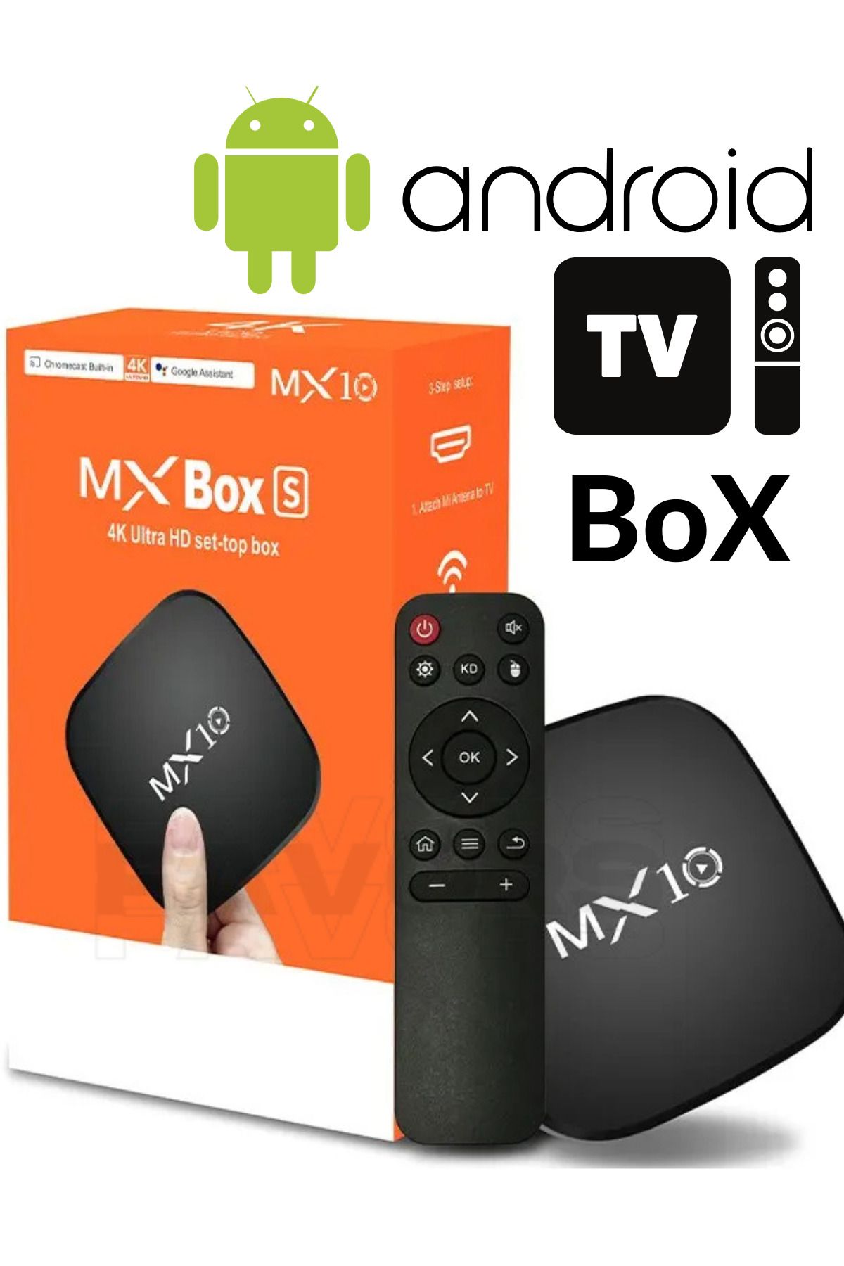 Favors 4K Android Tv Box + Stick Wifi Akıllı Tv Kutusu Ve Kumandası Medya Oynatıcı Mx10 Box
