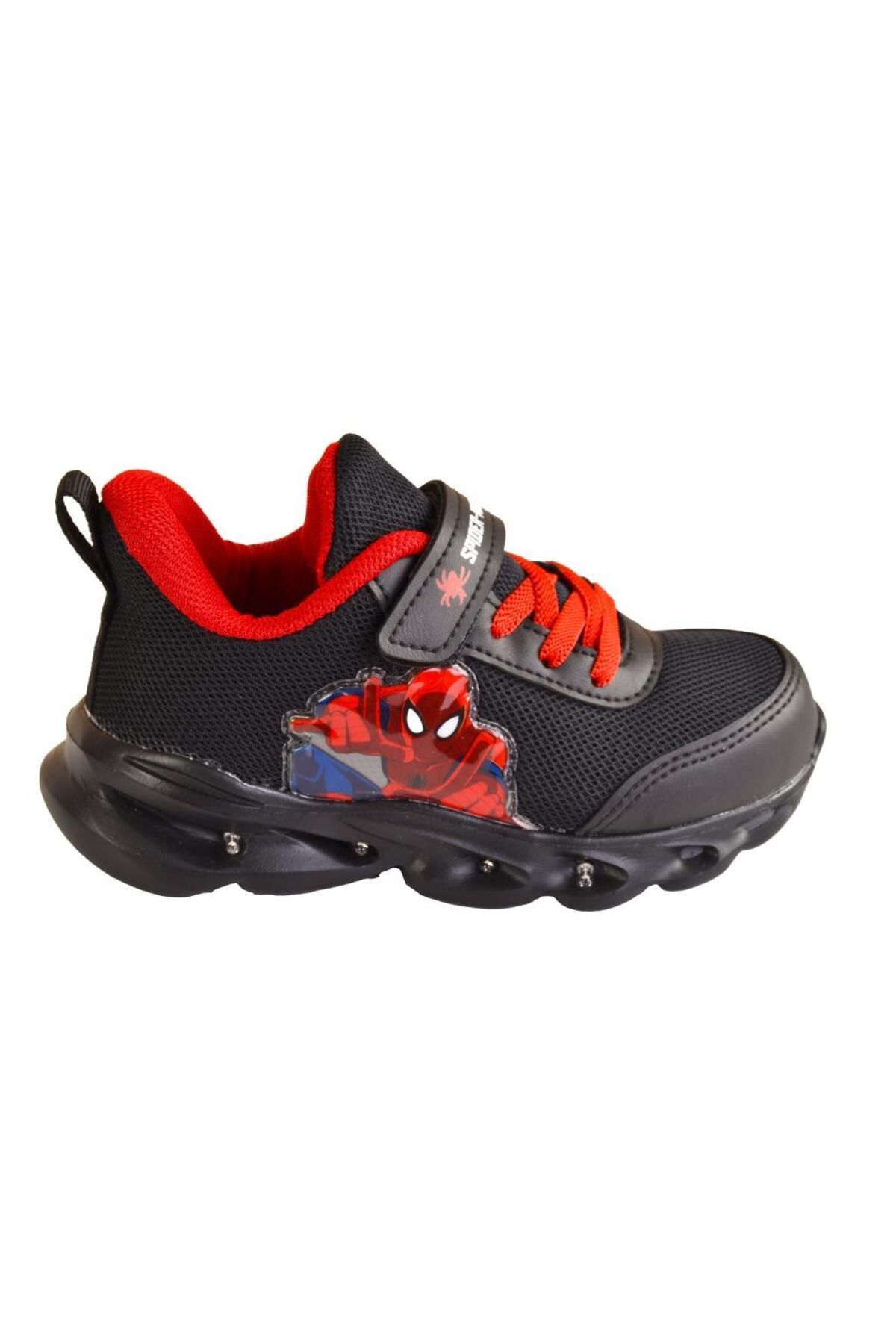 Spiderman Erkek Çocuk Mavi / Siyah Işıklı Spor Ayakkabı Hafif Sneaker
