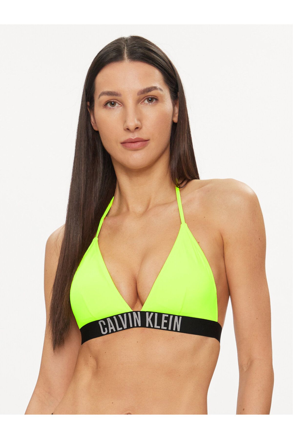 Calvin Klein Kadın Marka Logolu Pamuklu Günlük Kullanım Yeşil Bikini Üstü KW0KW02506-M0T