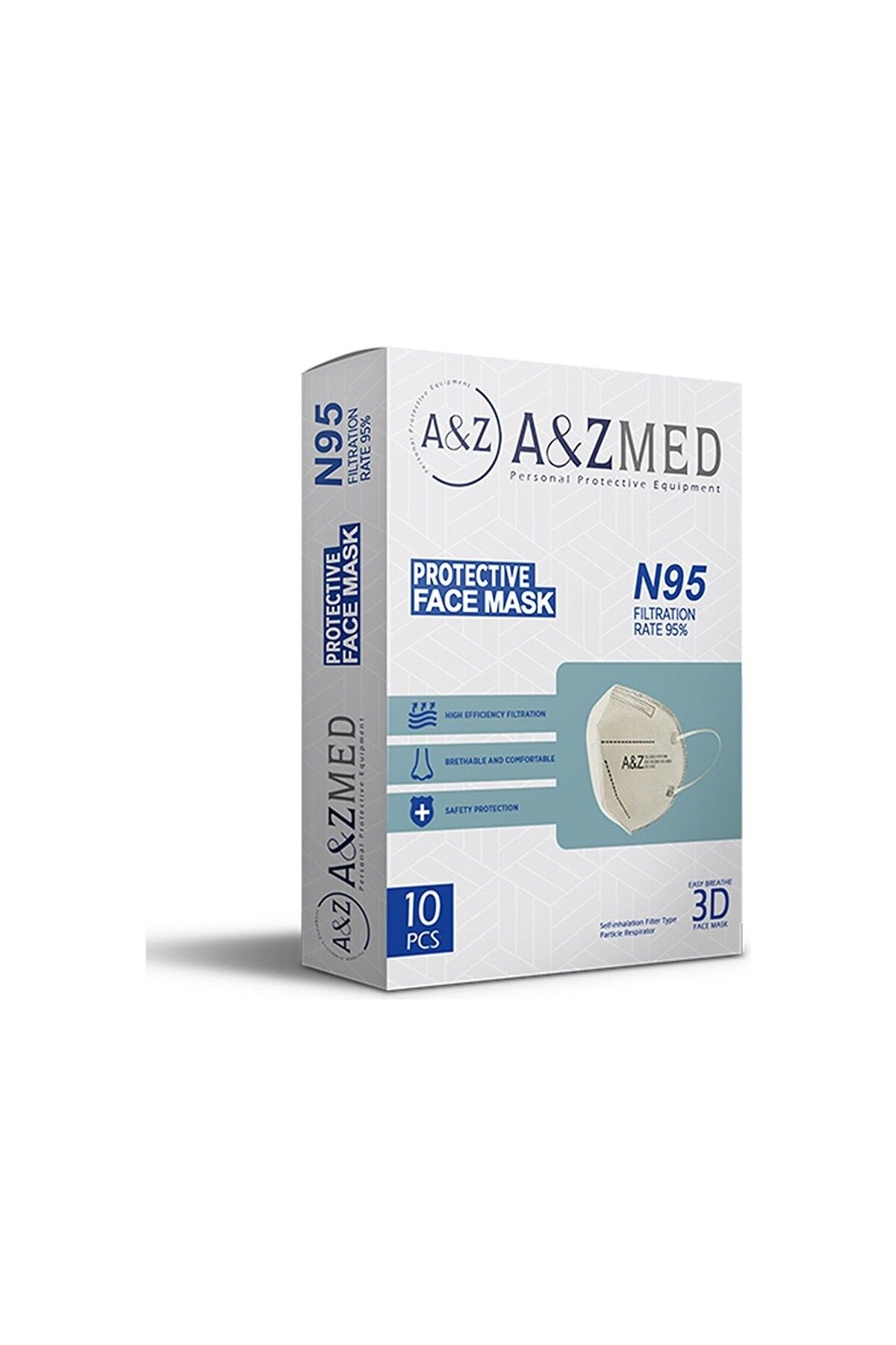 A&Z Med N.95 Ffp2 Beyaz Steril Tekli Paket Kutu Içi 10 Adet