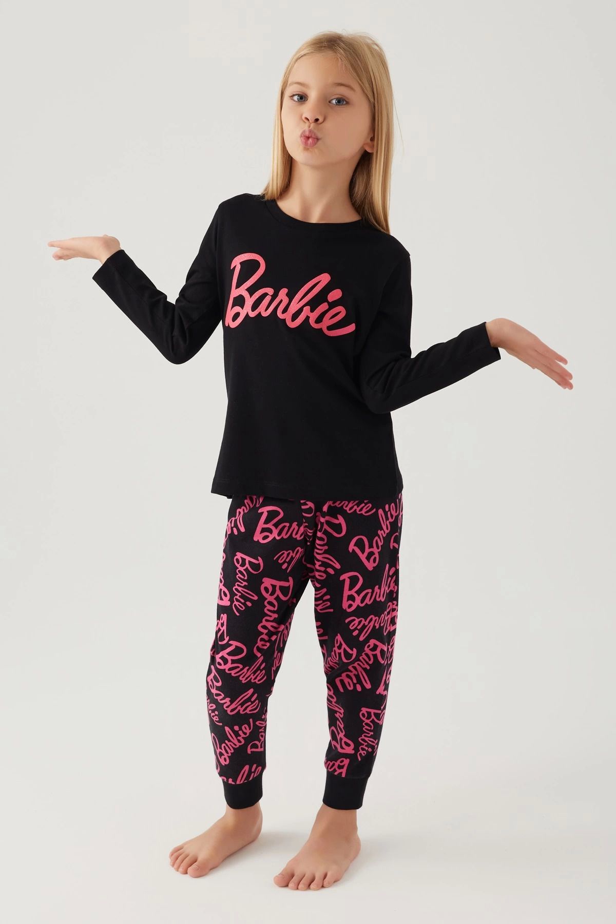 Pierre Cardin Barbie L1766-g Kız Çocuk Uzun Kol Pijama Takımı