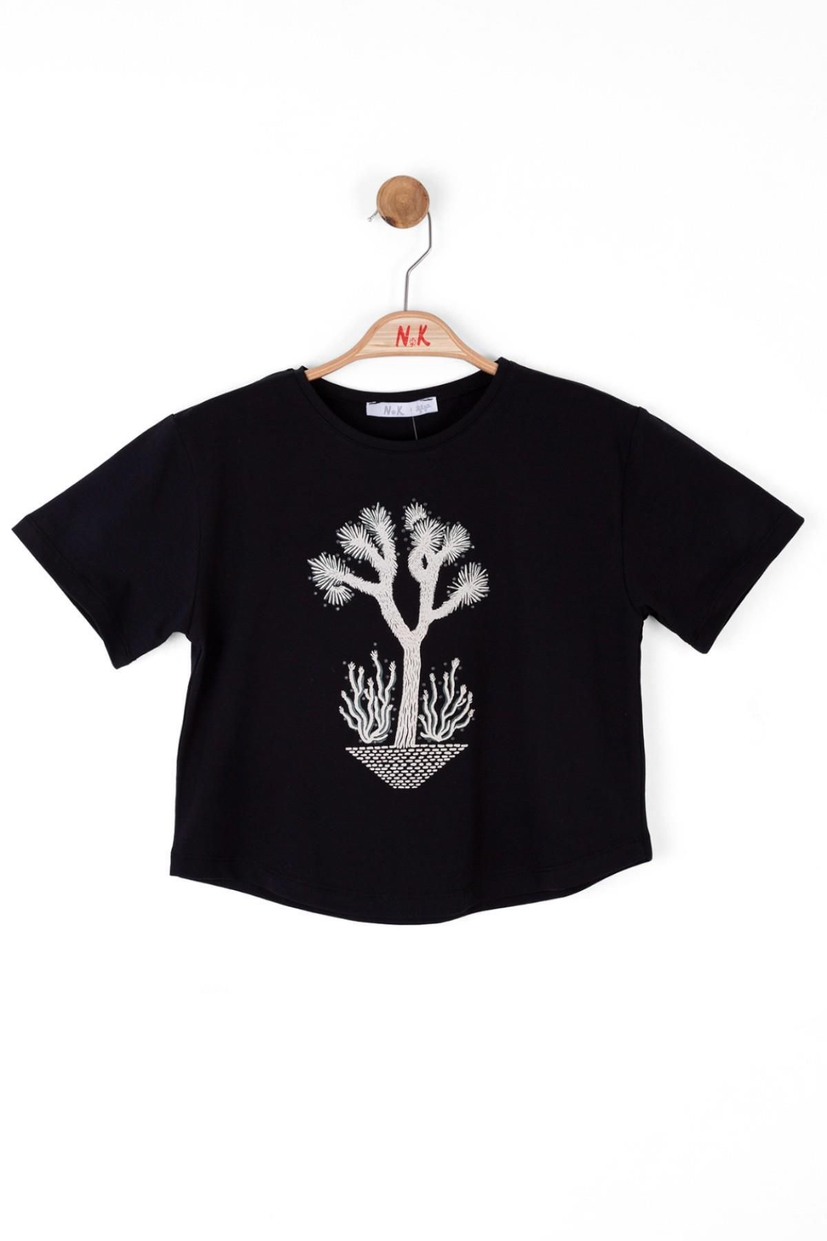 Nk Kids Kız Çocuk Baskılı Kısa Kol T-shirt 36402 Siyah