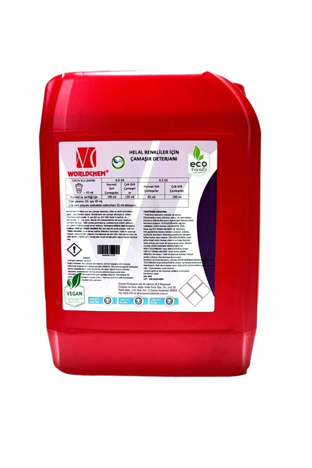 Worldchem Bitkisel Renkliler Çamaşır Deterjan 5LT Gimdes Sertifikalı