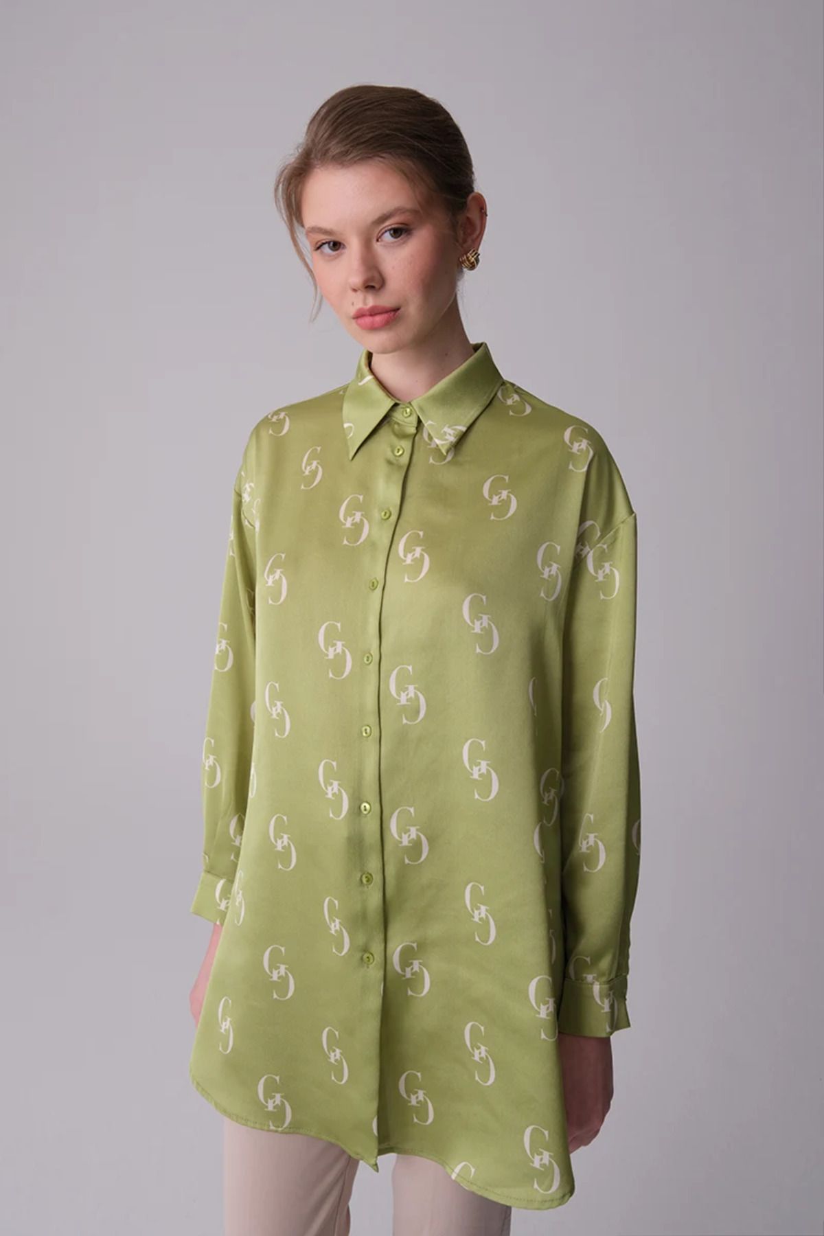 Gusto Monogram Gömlek - Fıstık Yeşili