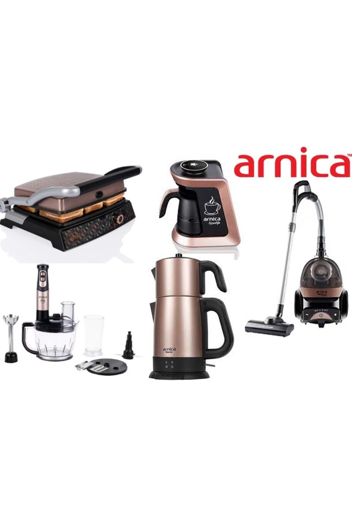 Arnica Koldan Kumandalı Tesla Torbasız Süpürge+diva Pro Blender Set+diamond Tost Mak+kahve Makinesi+ Çaycı