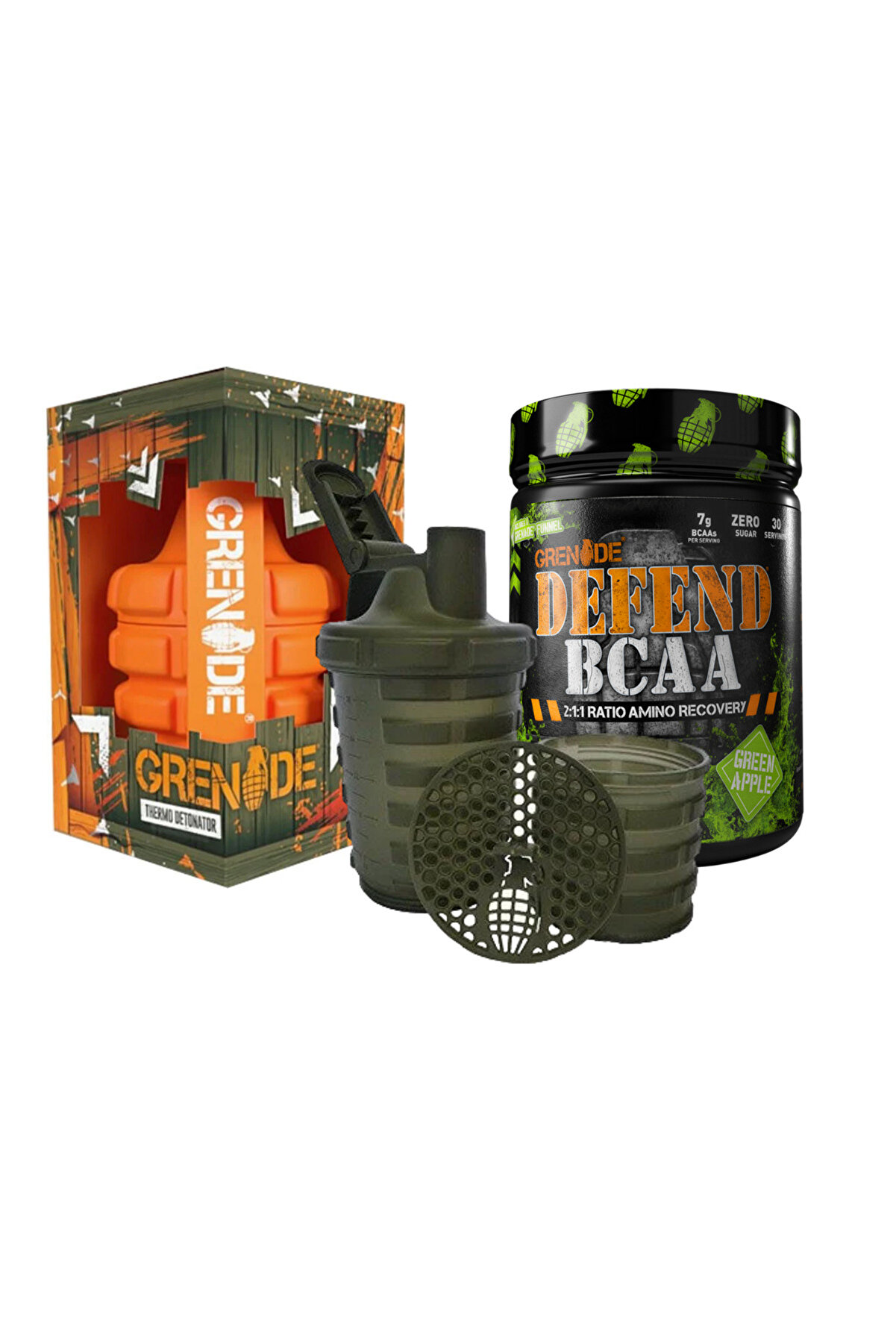 Grenade Thermo Detonator & Defend Bcaa Yeşil Elma Kombinasyonu
