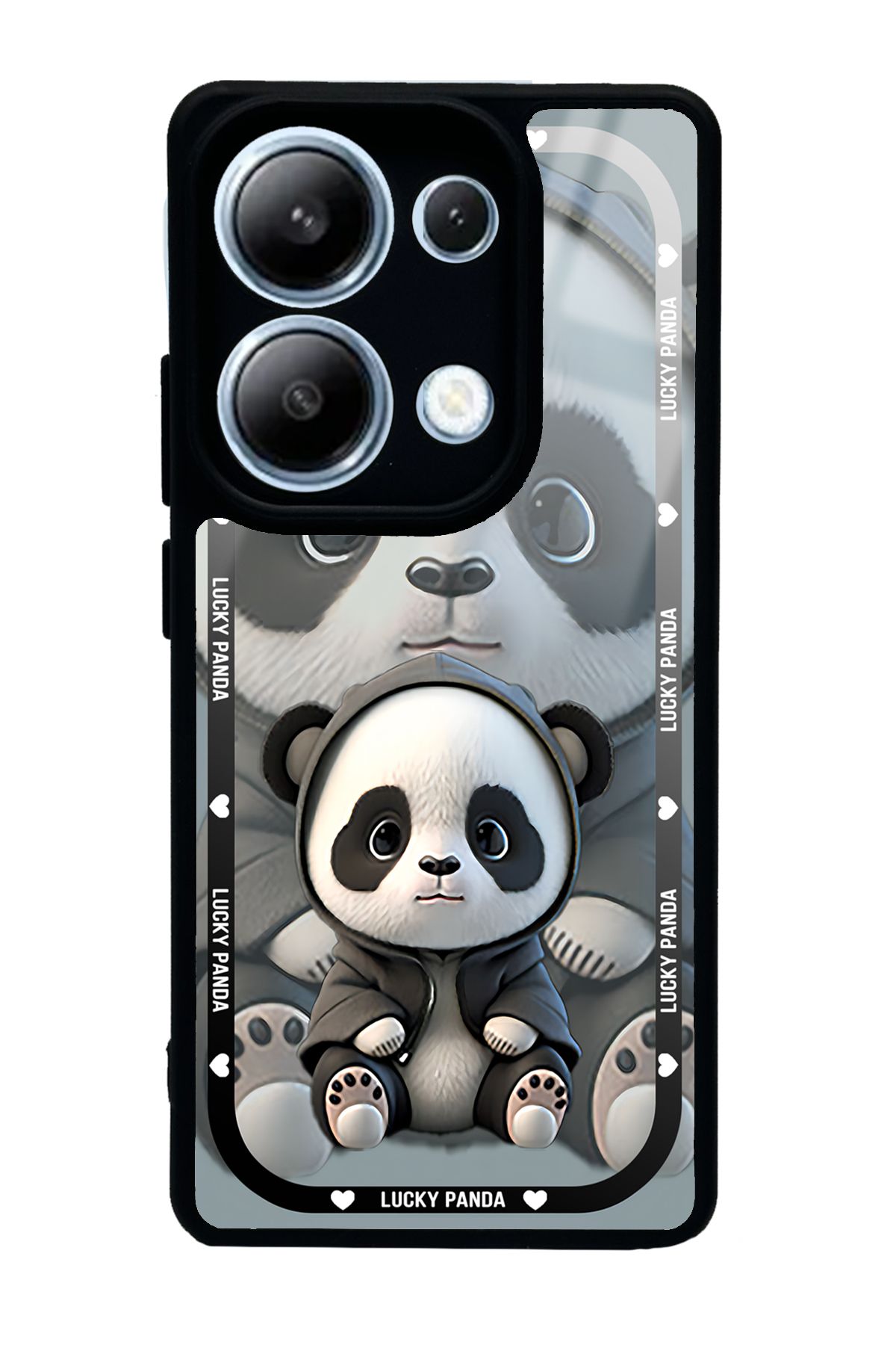 Spoyi Xiaomi Redmi Note 13 Pro 4G White lucky panda Tasarımlı Glossy Telefon Kılıfı