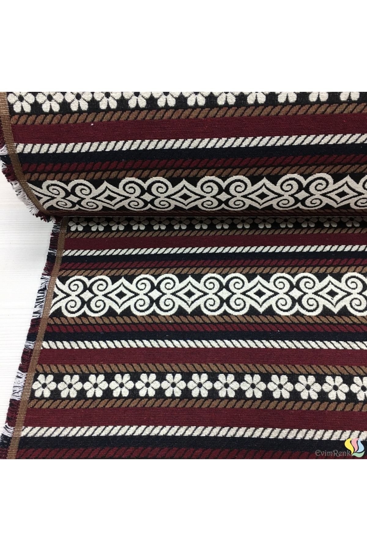 Renk Tekstil Anatolia Etnik Dokuma Kilim Desenli Kumaş
