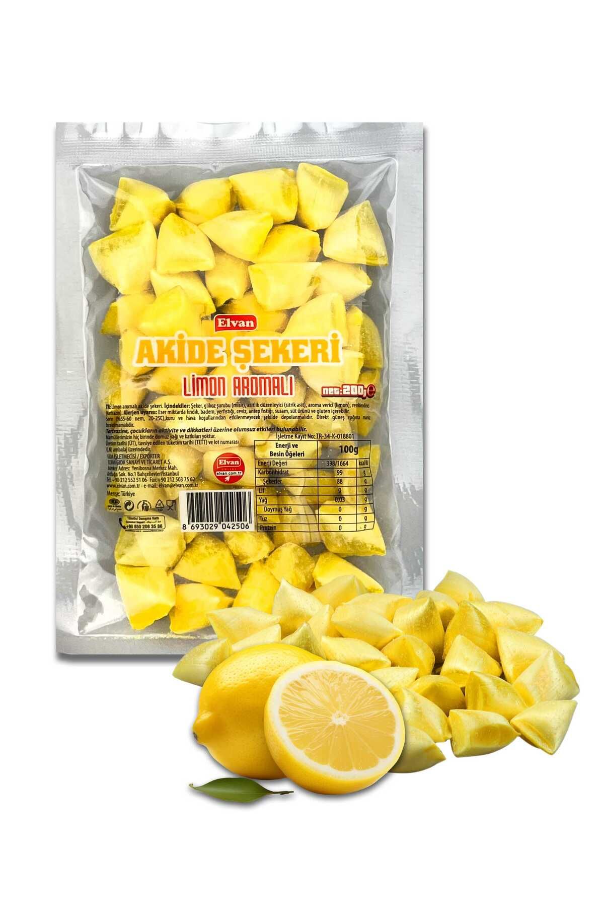 Elvan Limon Aromalı Akide Şekeri 200 Gr. (1 Paket)