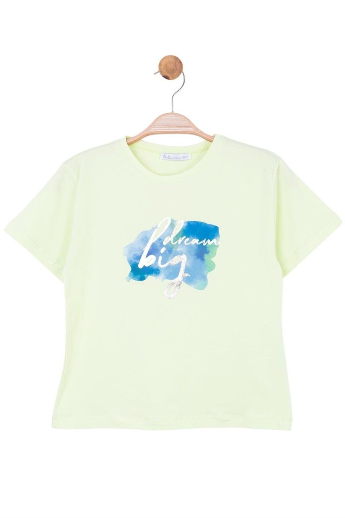 Nk Kids Kız Çocuk Big Dream Yazılı Kısa Kol T-shirt 34345 Neon Sarı