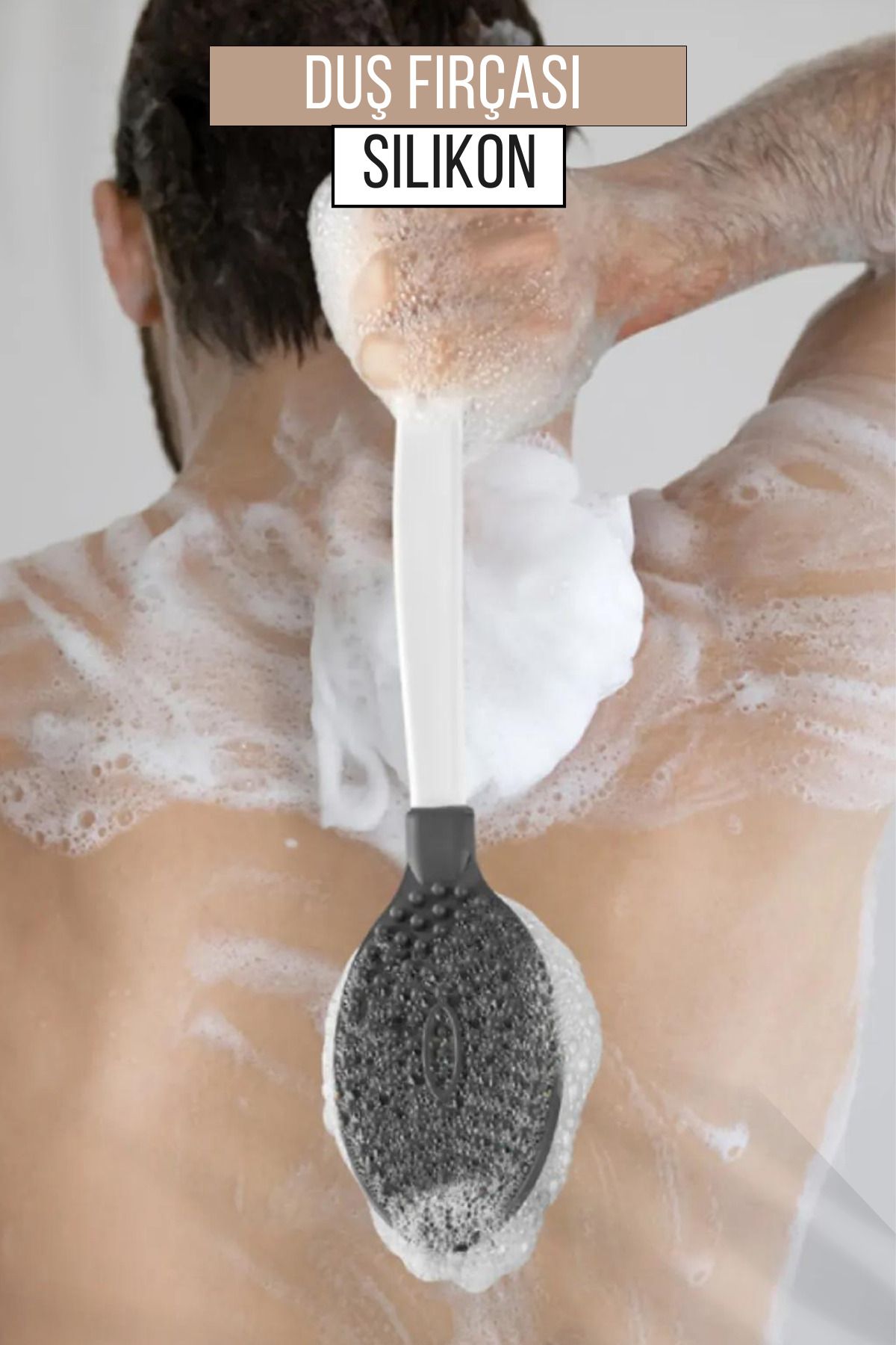 Orvila Silikon Çift Taraflı Duş Ve Masaj Fırçası - Saplı Vücut Temizlenme Fırçası
