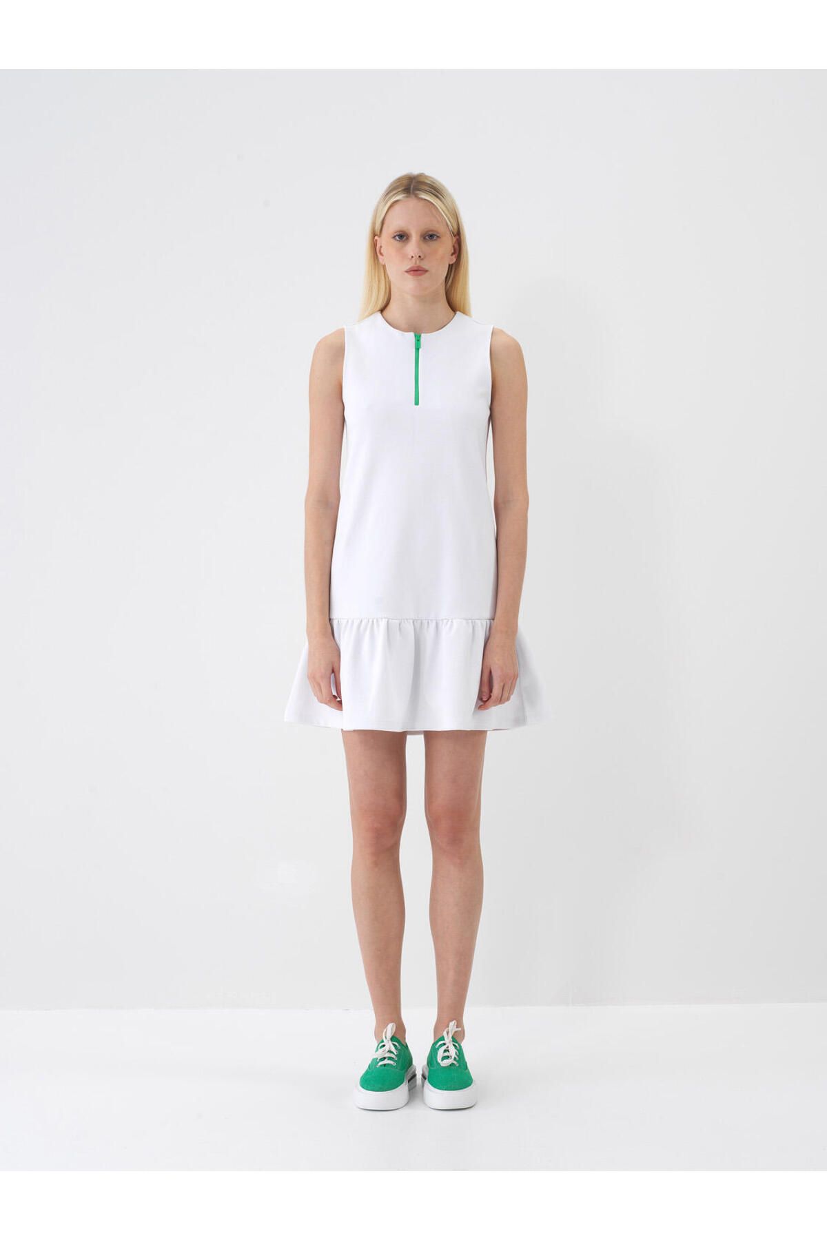 Xint Kadın Beyaz Pamuklu Regular Fit Mini Elbise