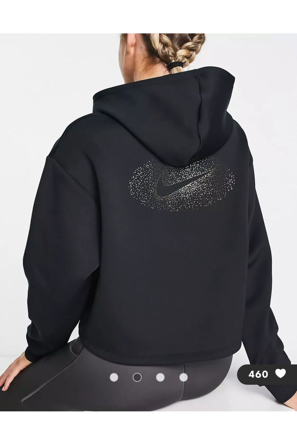 Nike Dri-Fit Graphic Shine Training Cropped 1/2-Zip Hoodie Siyah Kadın Sweatshirt
