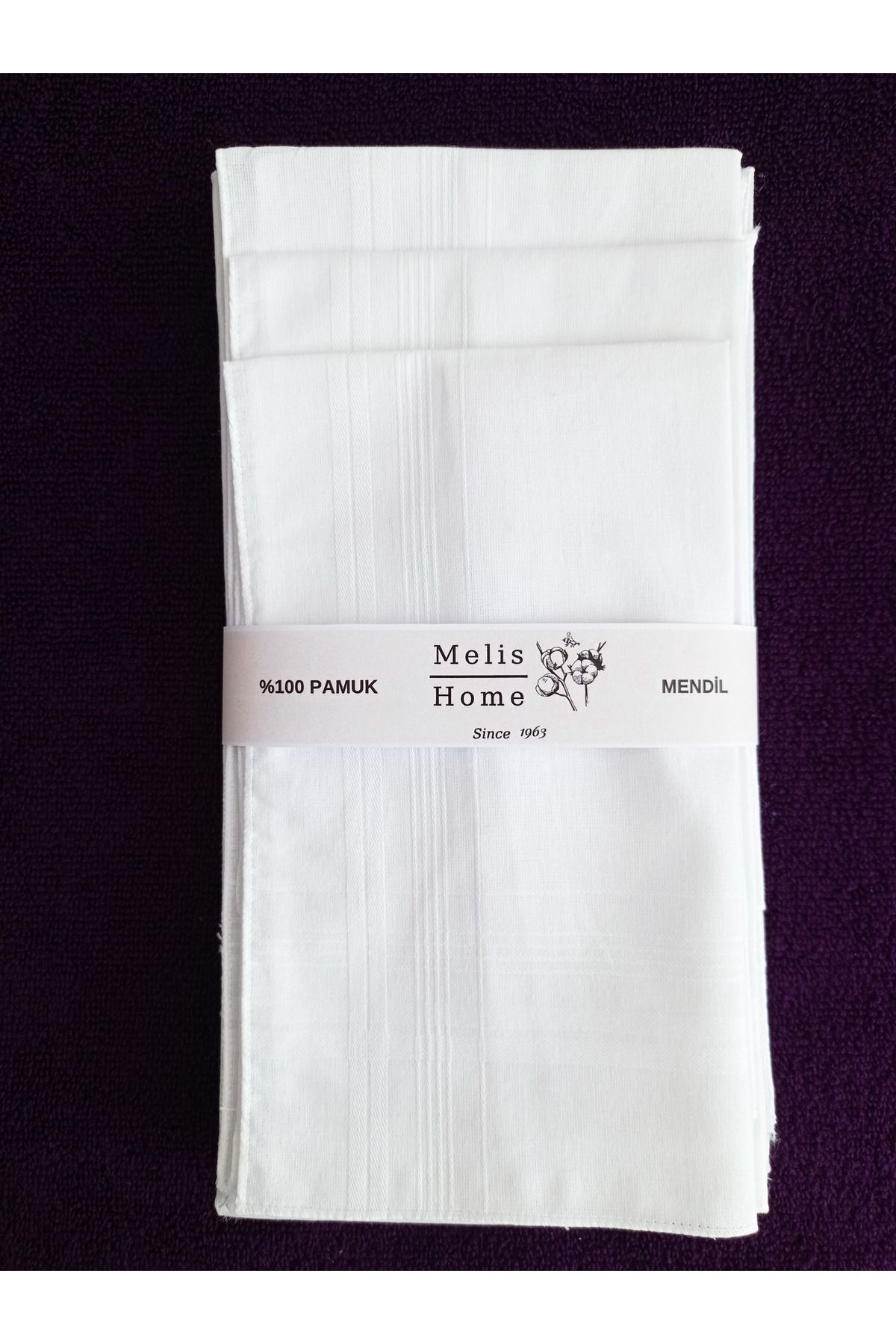 Melis Home Erkek Mendili, 12 Adet 36x36 cm. Beyaz, %100 Pamuk