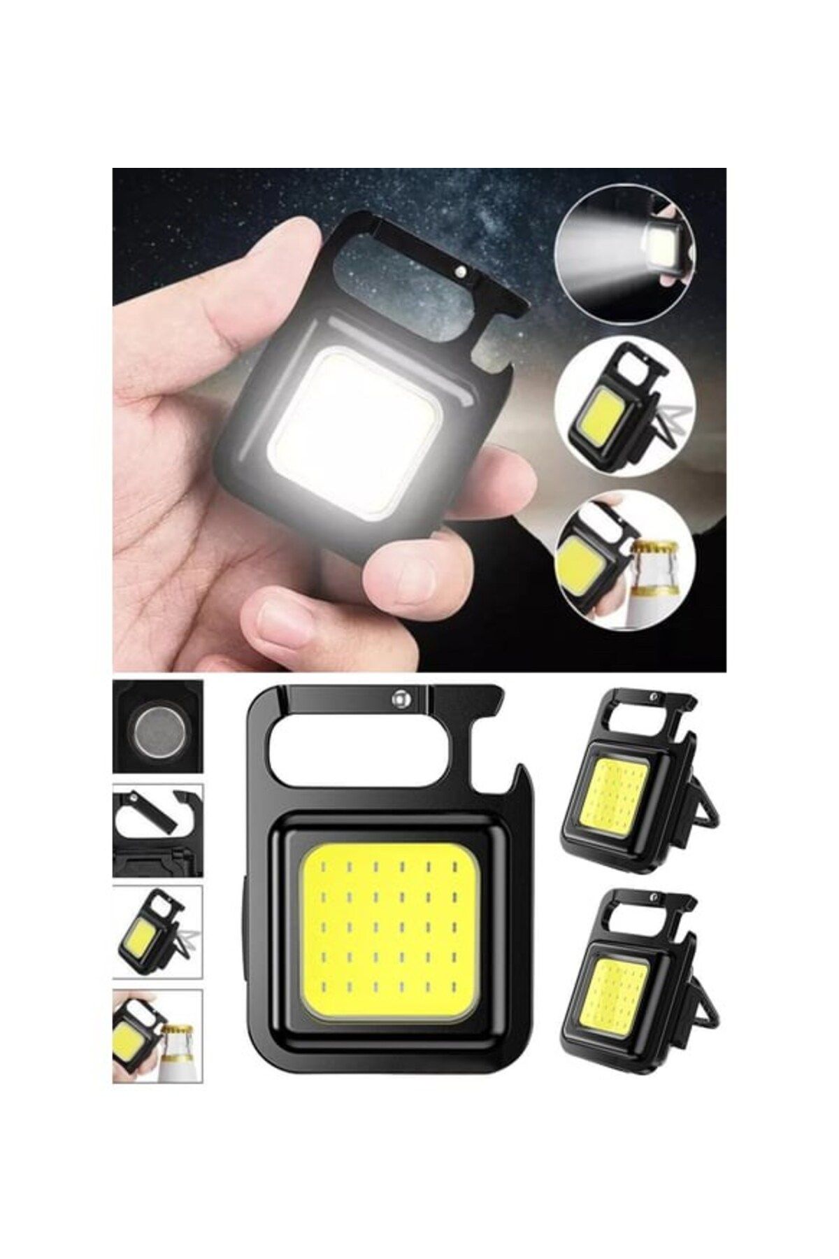 Deco Elit 2 Adet Mini LED Anahtarlık El Feneri USB Şarj Edilebilir Lamba Taşınabilir  Kamp Feneri