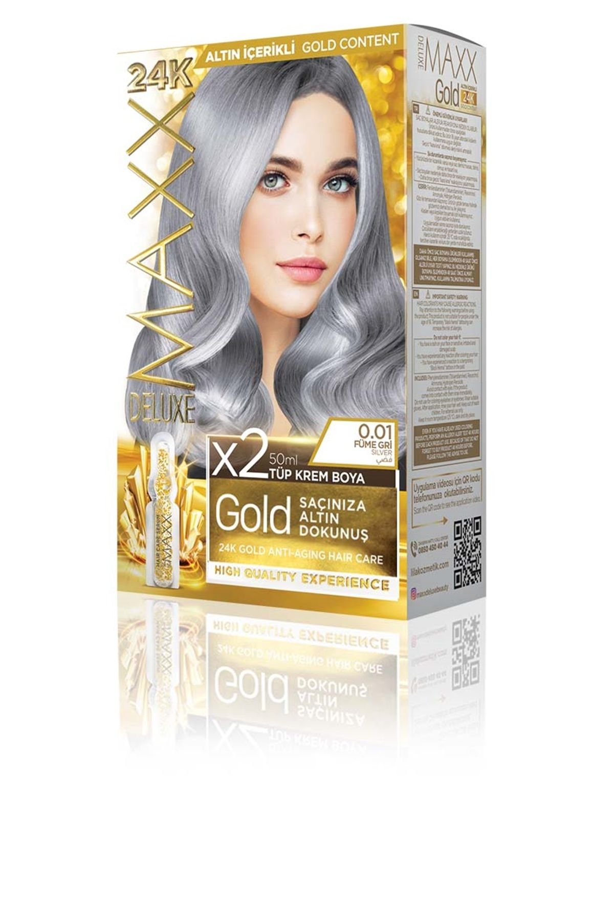 MAXX DELUXE Golden Serıes 24k Altın Içerikli Tüp Boya Ve Saç Bakım Serumlu (BMW 1.16 ÇEKİLİŞİ KAÇIRMA)(2X50 ML)