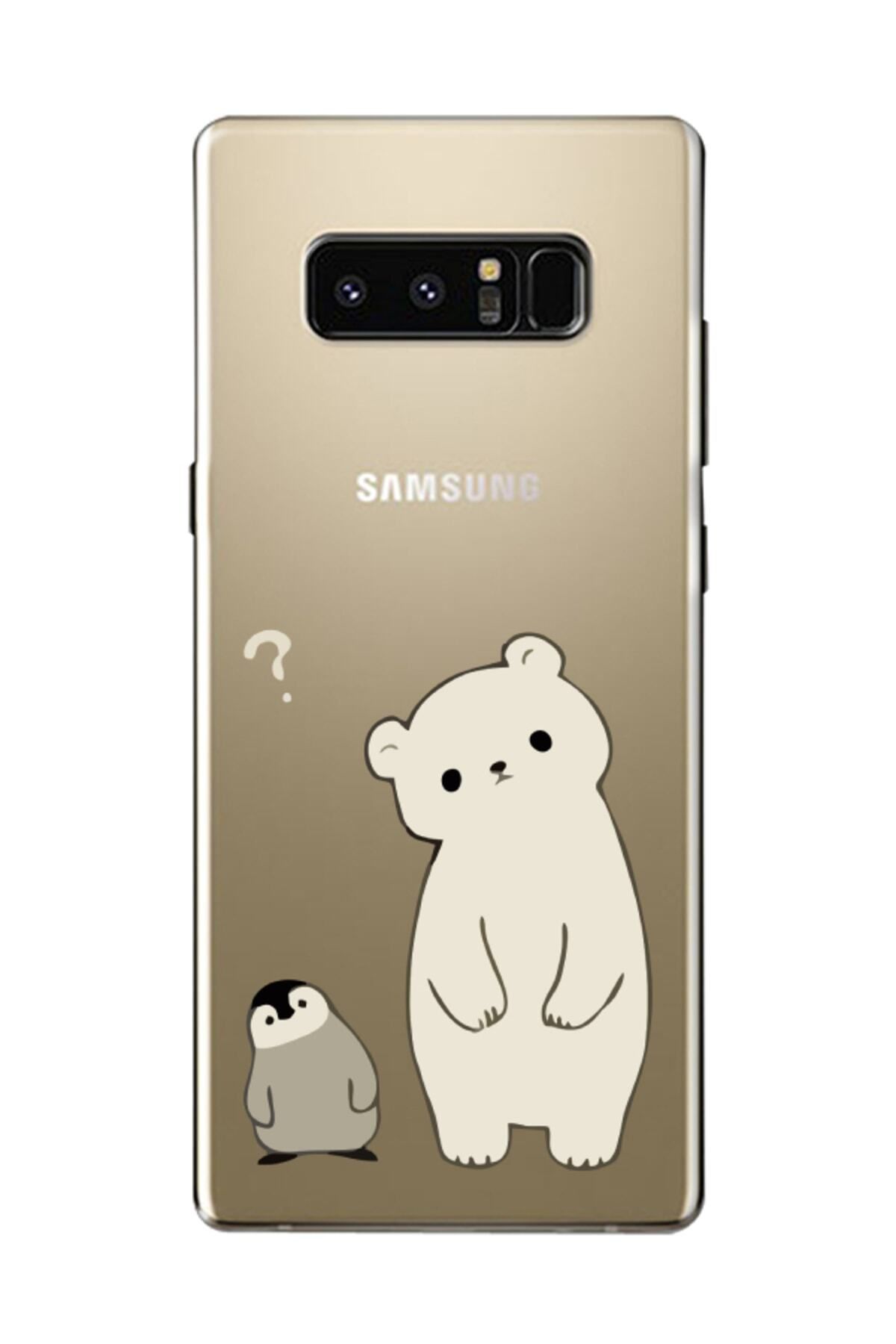 frondcase Samsung Note 8 Penguen Ve Ayıcık Şeffaf Telefon Kılıfı