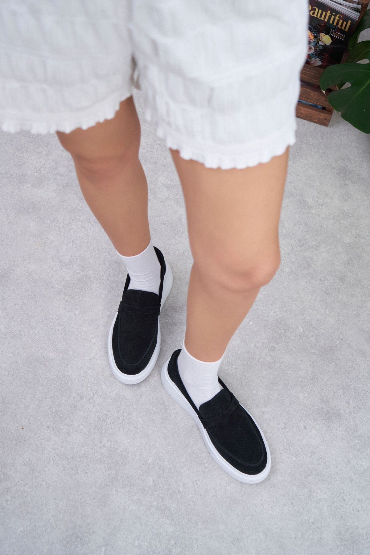 NİŞANTAŞI SHOES Sunset Siyah Hakiki Deri Düz Taban Kadın Loafer Ayakkabı