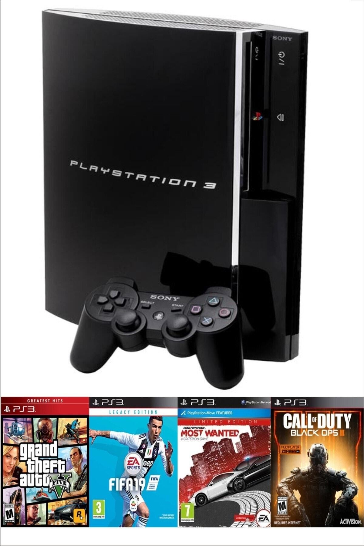 Sony Playstation 3 Fat Kasa 500 Gb ( Yenilenmiş ) + 2 Kablosuz Kol + 55 Dijital Oyun
