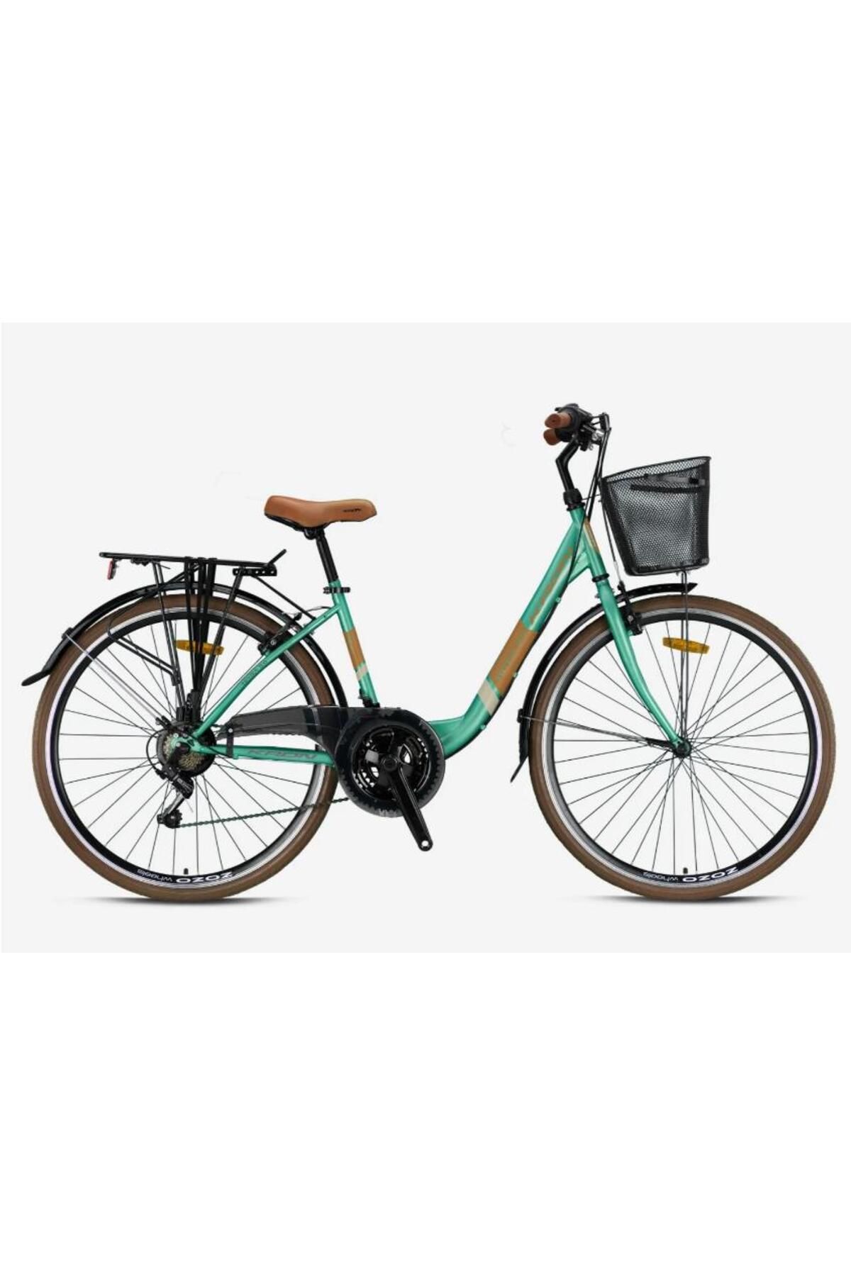 Kron TETRA 3.0 - 28 Jant City Bike - 15' - 21 Vites - V.B. - Mint Yeşili-Kahverengi/Bej