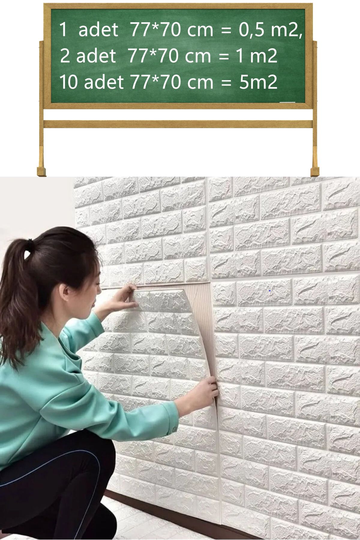 Lilya Home 77*70 cm 0,5 m2 Ebat 5MM Kalın Beyaz 3d Dekoratif Kendinden Yapışkanlı Duvar Kağıdı Kaplama Paneli