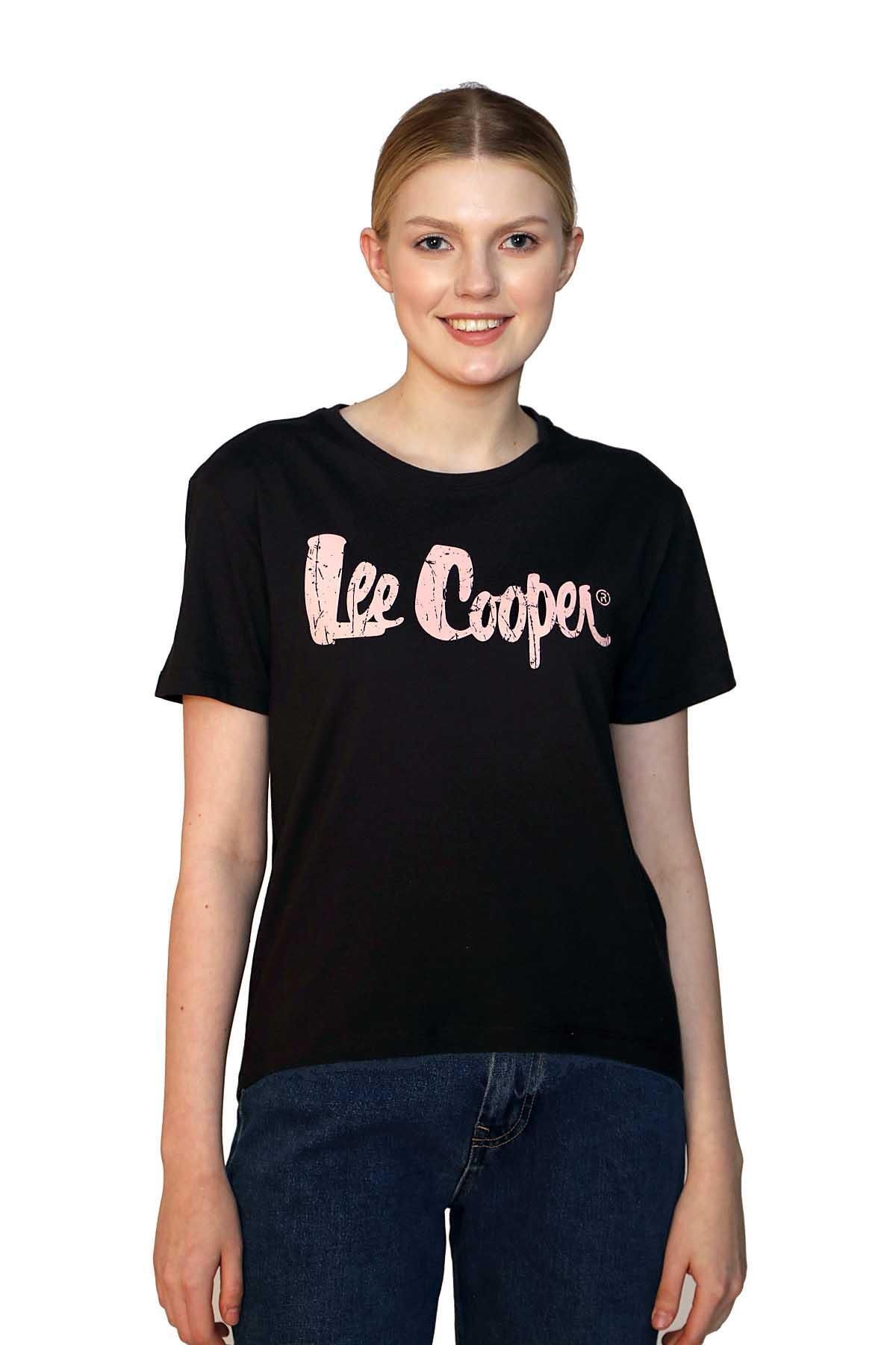 Lee Cooper Londonlogo Kadın O Yaka T-Shirt Siyah