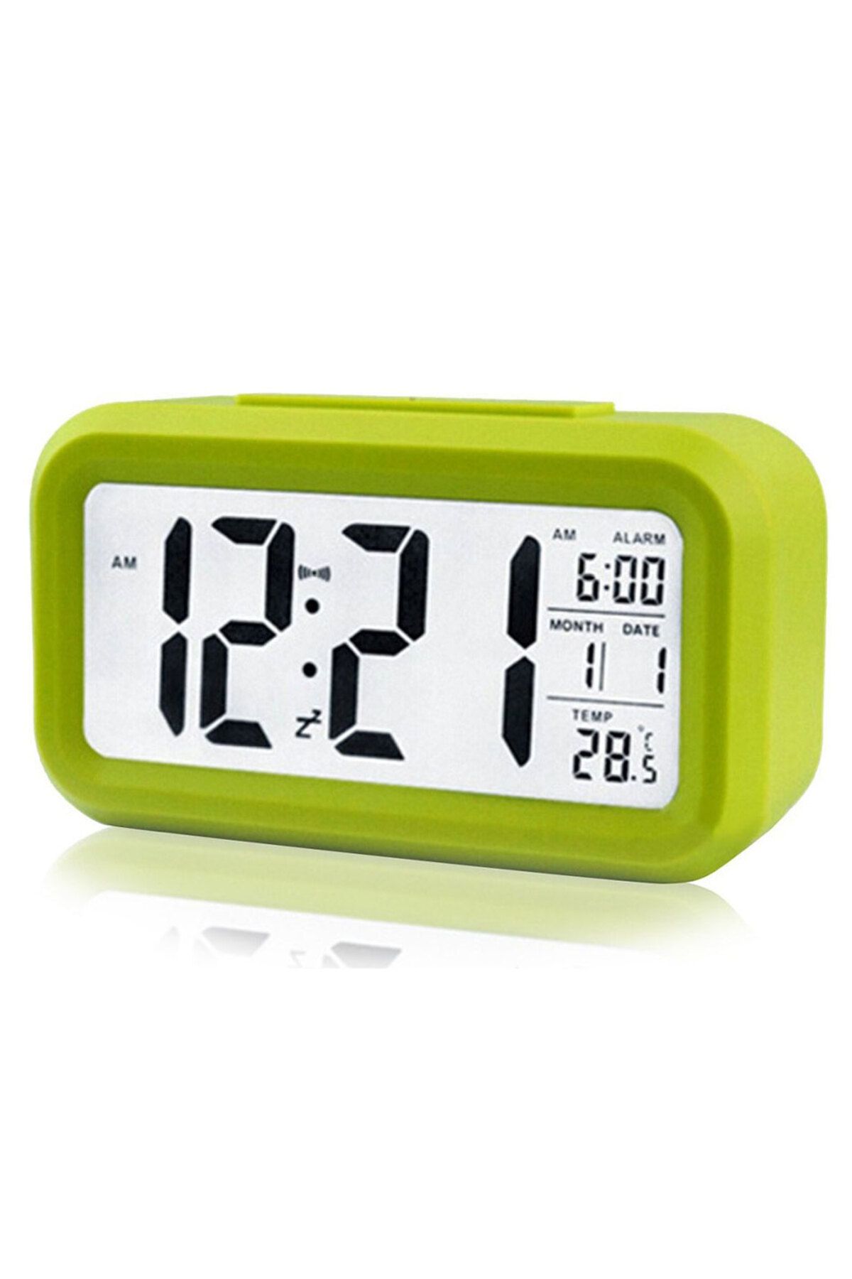 esas shop Akıllı Dijital Masa Saati Alarmlı Karanlık Sensörlü Fotoselli Yeşil