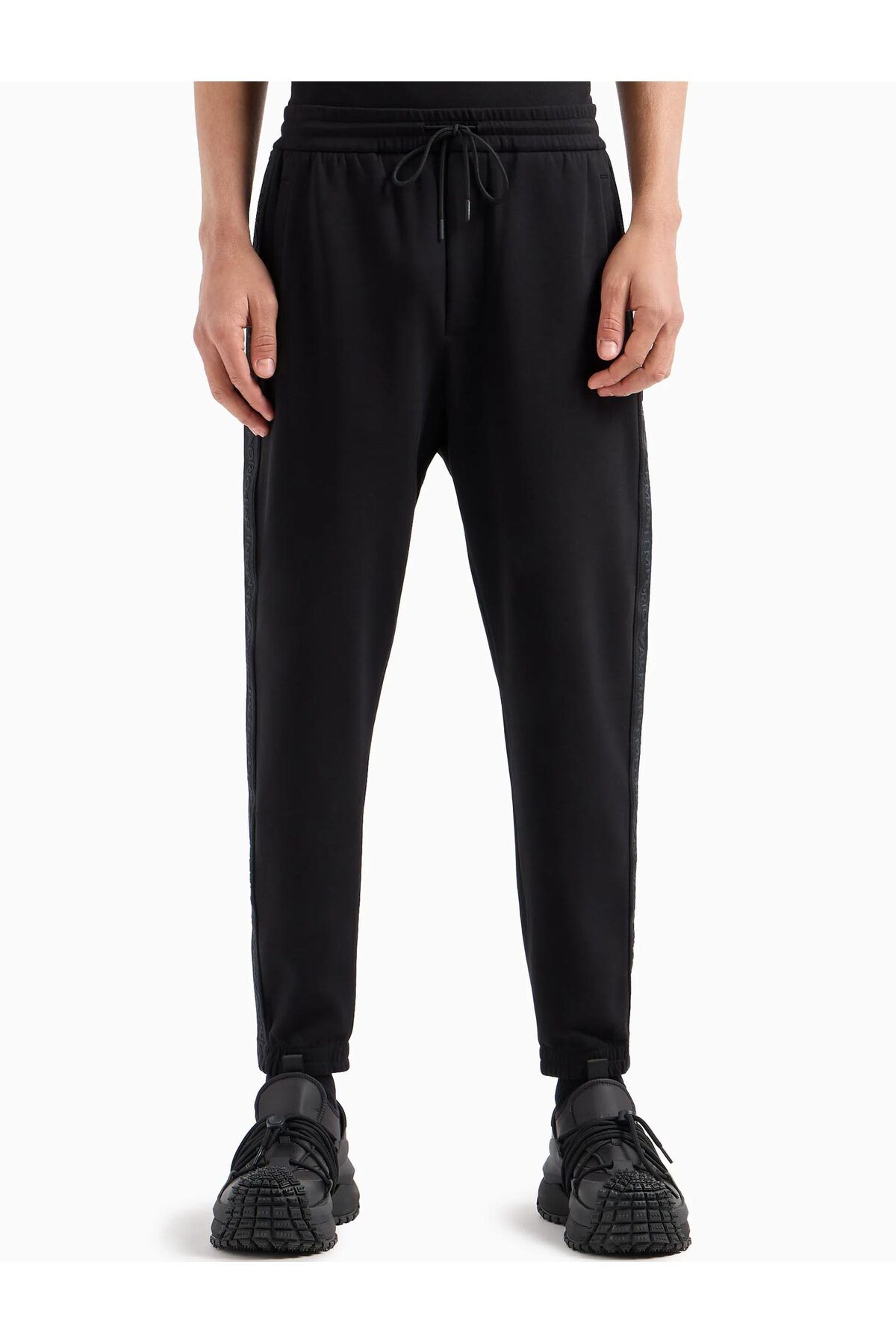 Emporio Armani Erkek Marka Logo Detaylı Lastik Bel ve Bilek Siyah Pantolon 3D1P68 1JHSZ-0999