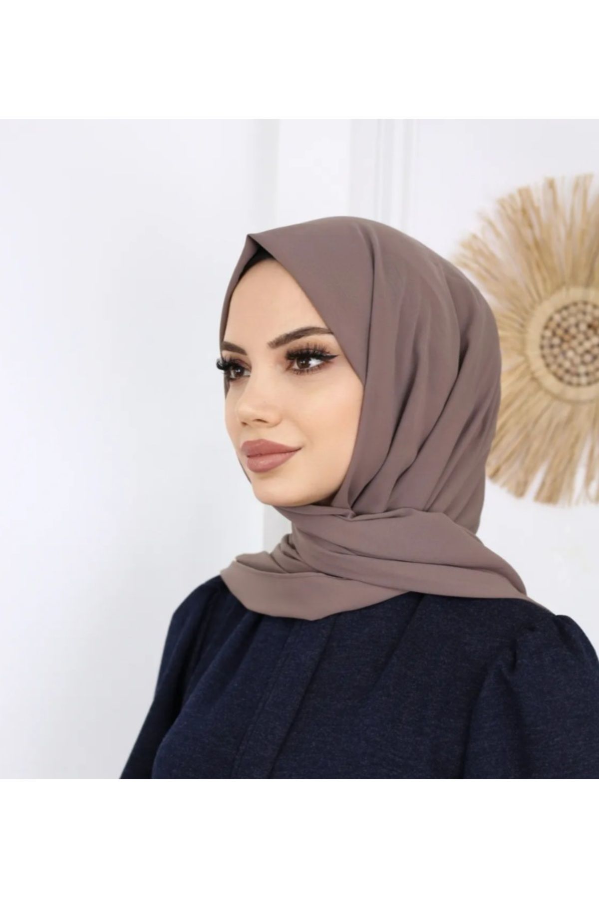 NEWSTORE Tesettür Hijab Medine İpeği Şal Koyu Vizon