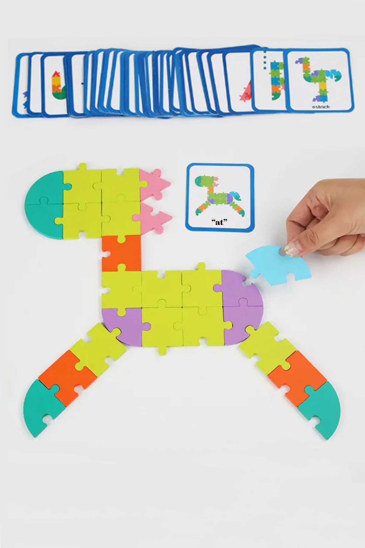 GONCA EĞİTİM Montessori Ahşap Renkli Puzzle Eğitici Oyuncak - Görsel Hafıza Eğitim Materyali