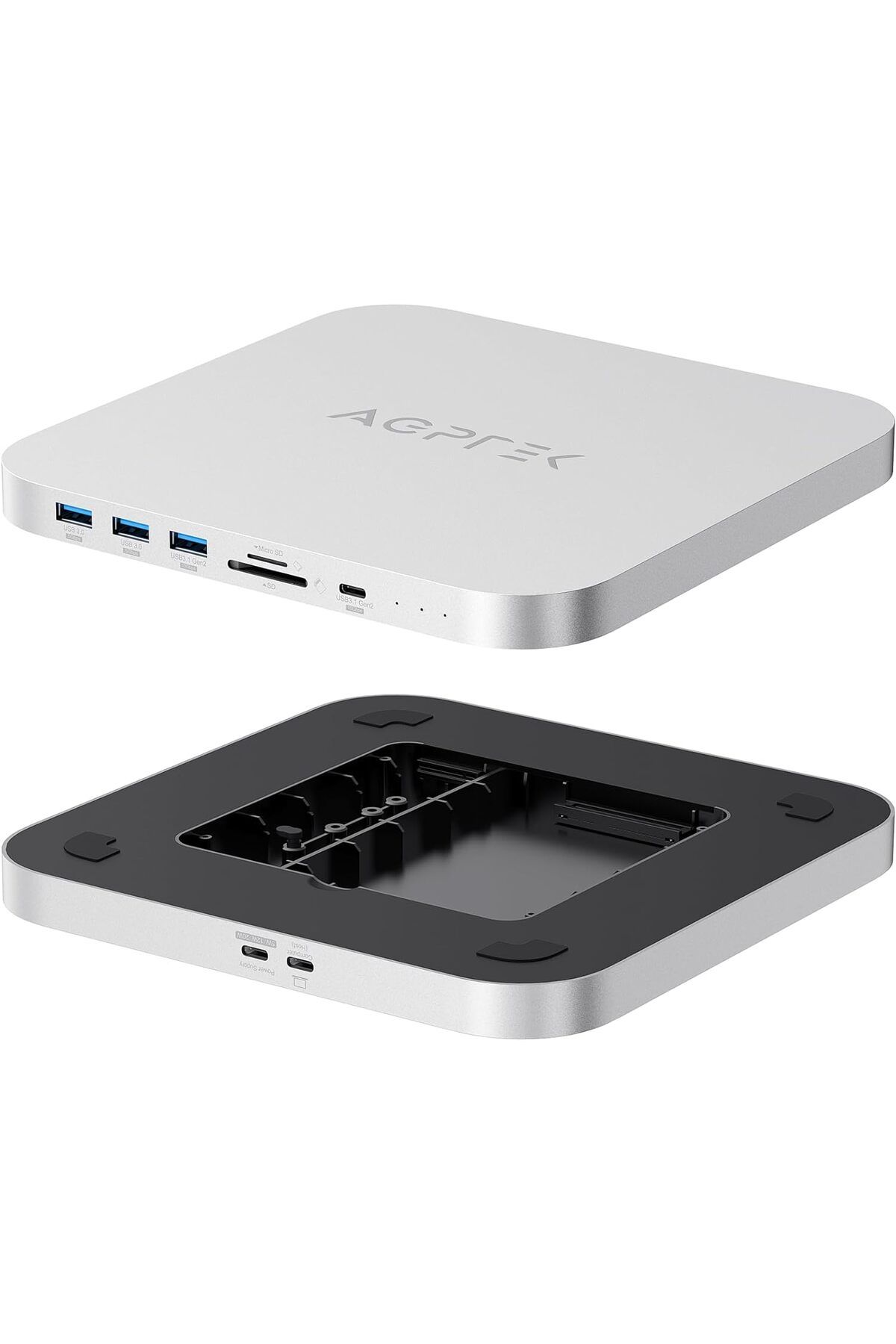 AGPTEK Mac Mini M1 M2 İçin M.2 NVMe ve C Tipi Hub ile USB-C Hub ve Sabit Disk Gövdesi NGFF SATA SSD/HDD
