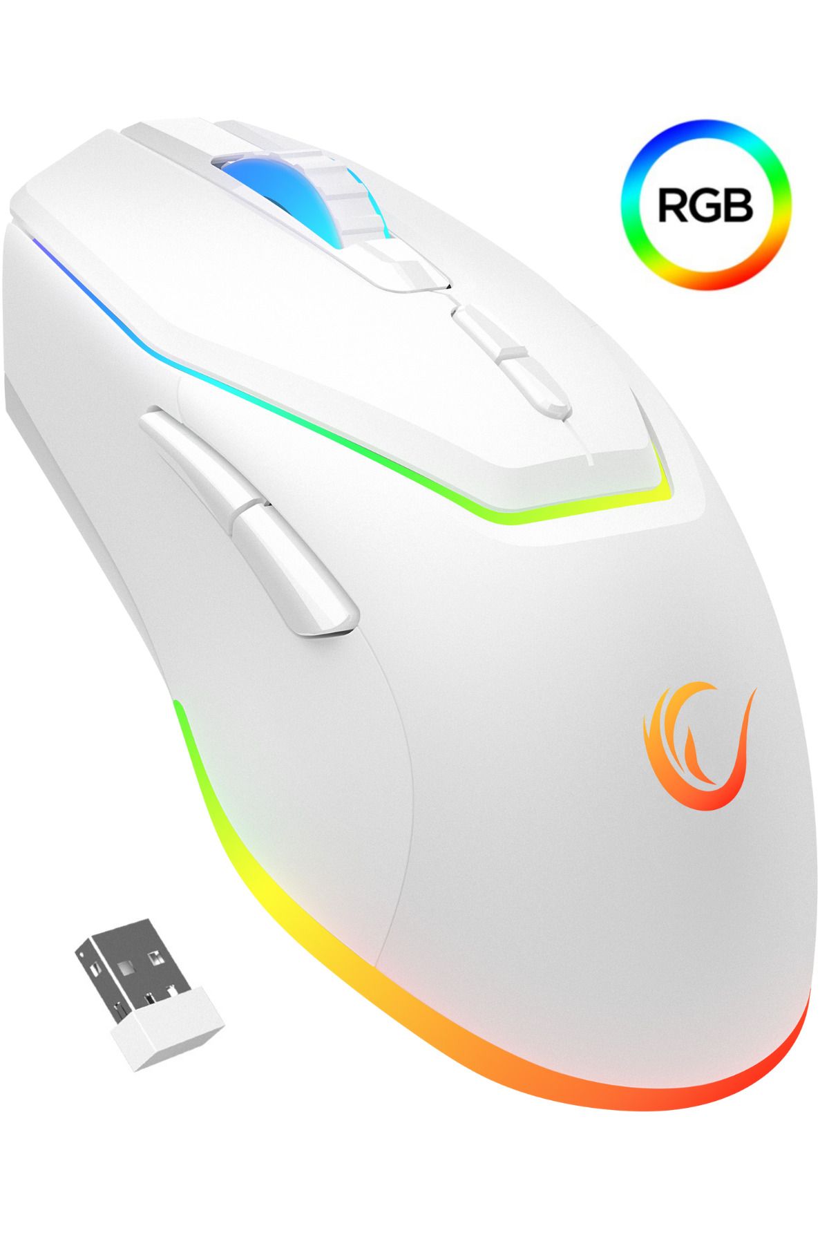 Rampage Vortex M1 Beyaz RGB Ledli Makrolu Mouse Usb Wireless Şarjlı Kablosuz Gaming Oyuncu Mouse