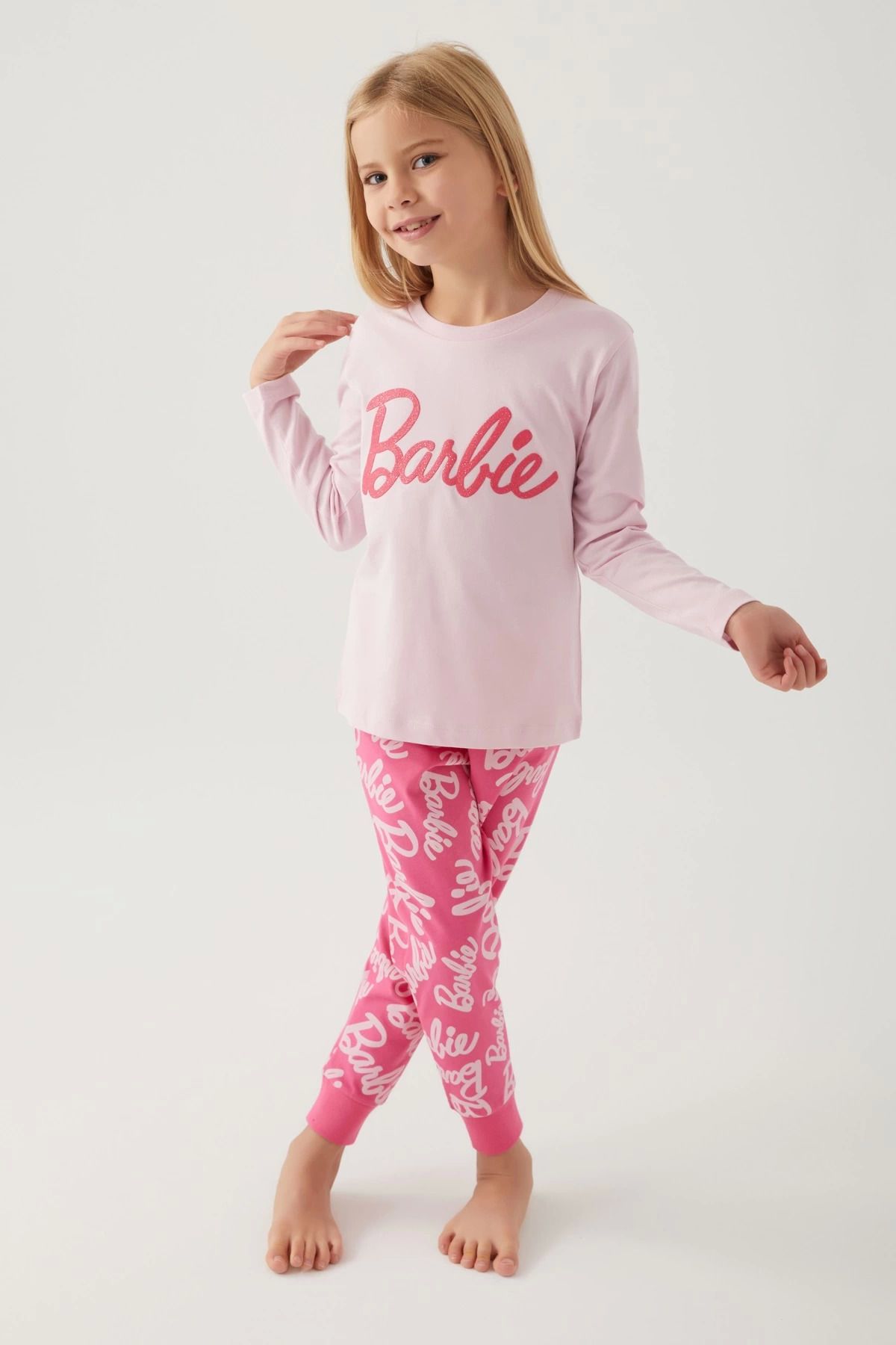 Pierre Cardin Barbie L1766-G Kız Çocuk Uzun Kol Pijama Takımı