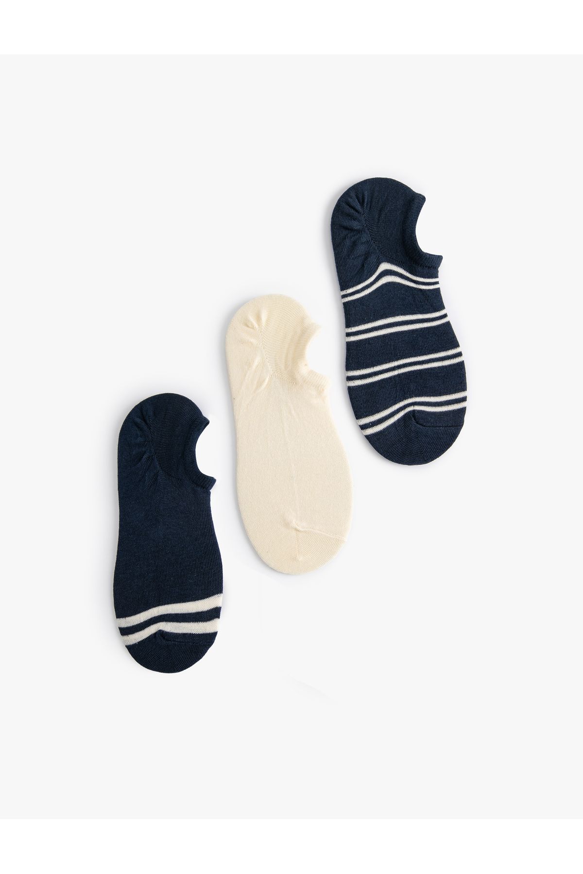Koton Görünmez Çorap Seti 3'lü Çok Renkli Şerit Detaylı