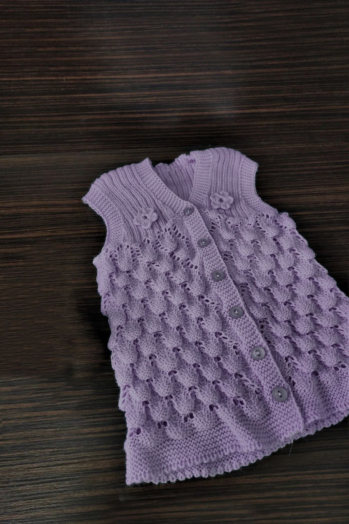 Çt Çeyizci Tekstil Bebek Yeleği Triko Bebek Yeleği Papatya Desenli Bebe Yeleği