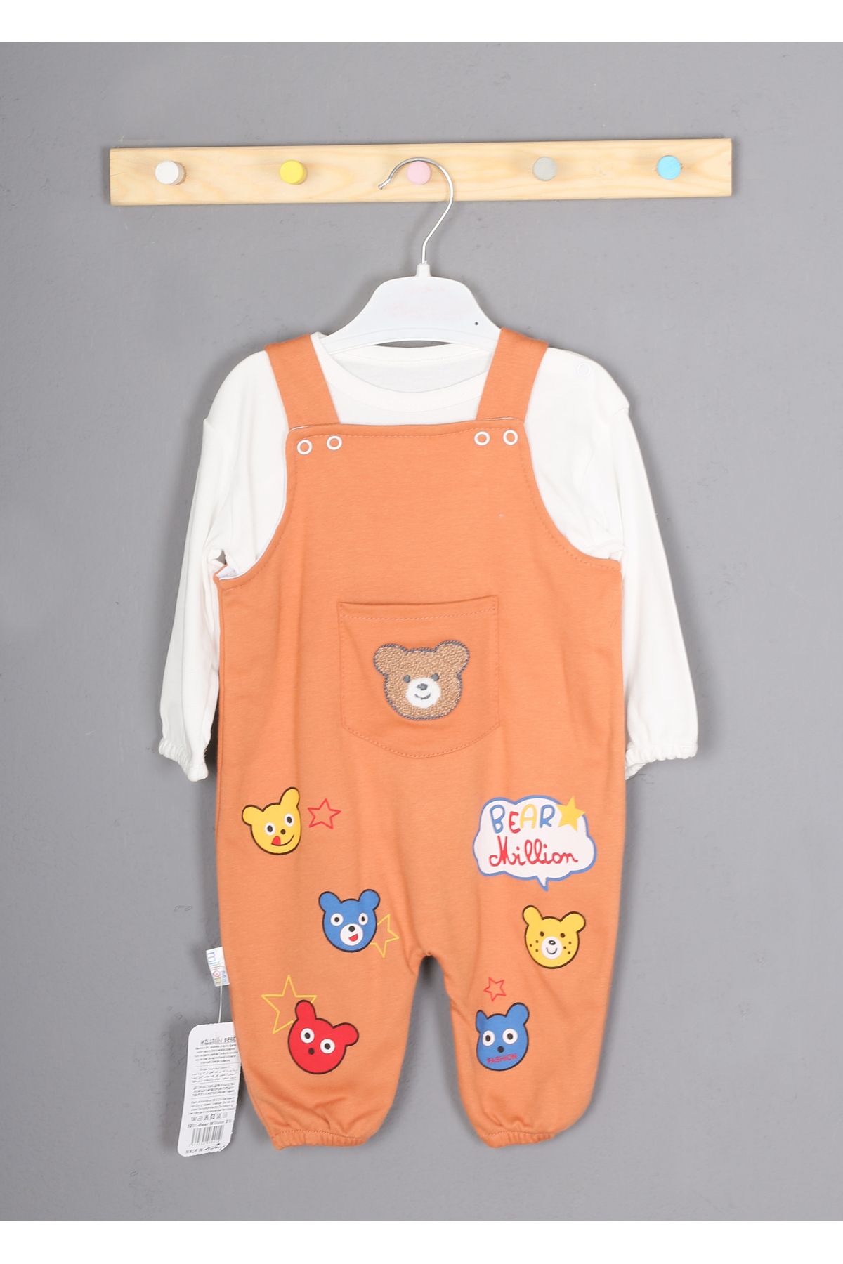 MİLLİON BEBE Sevimli Ayıcıklar Detaylı Erkek Bebek Takımı Tulumu 3-6-9 Aylık Bebek Elbisesi Kıyafeti