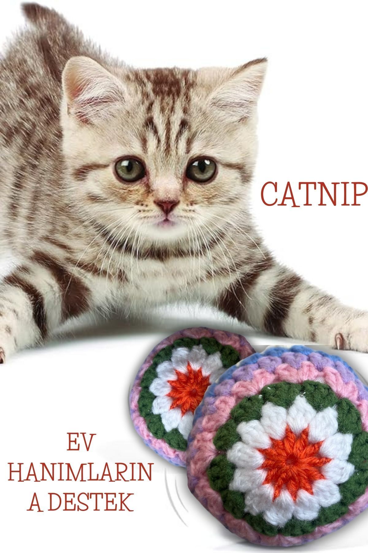 Pet Station Retro El Örgüsü Kedi Nanesi Otu Dolgulu Oyuncağı Topu Catnip