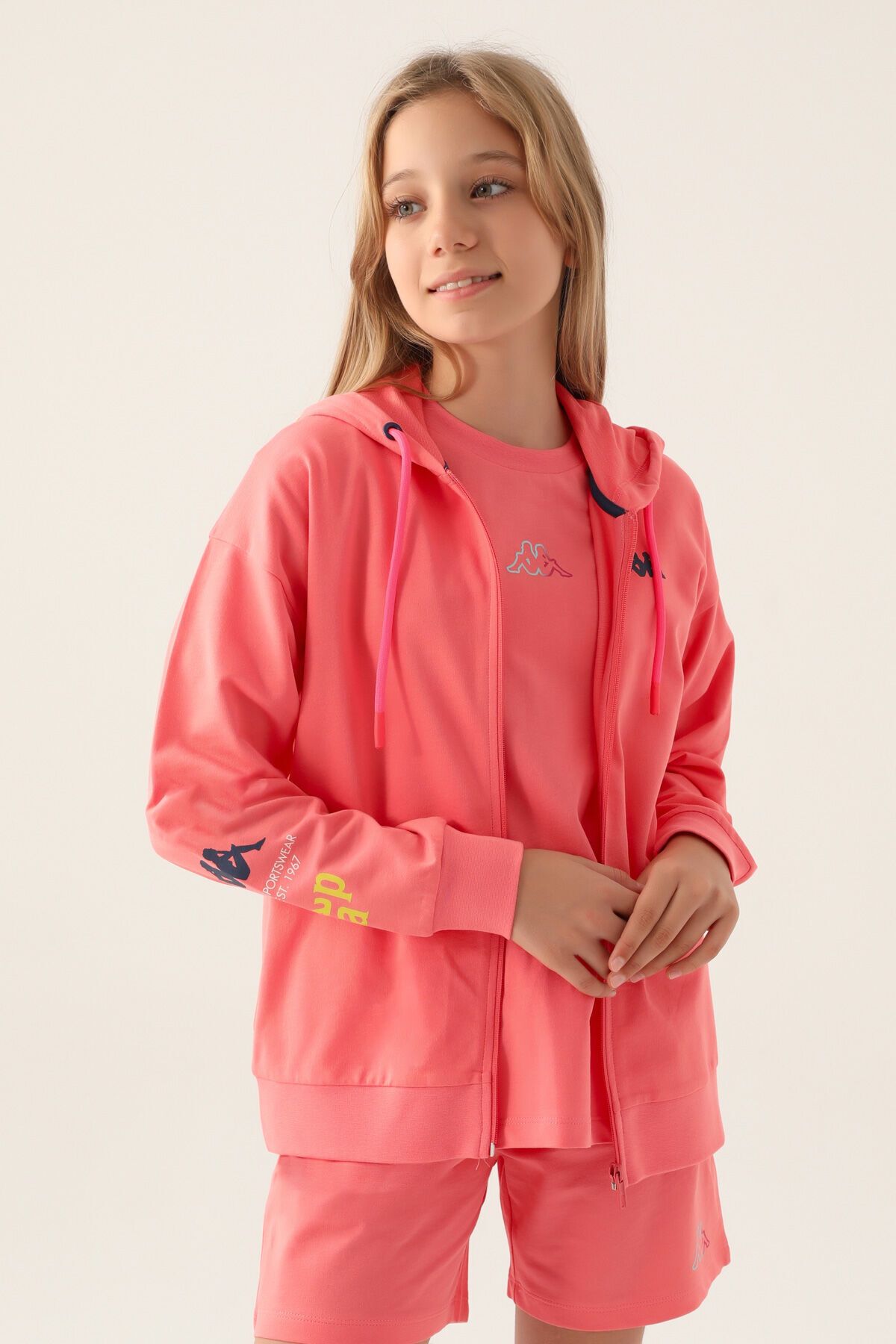 Kappa Wear Neon Pembe Kız Çocuk Sweatshirt