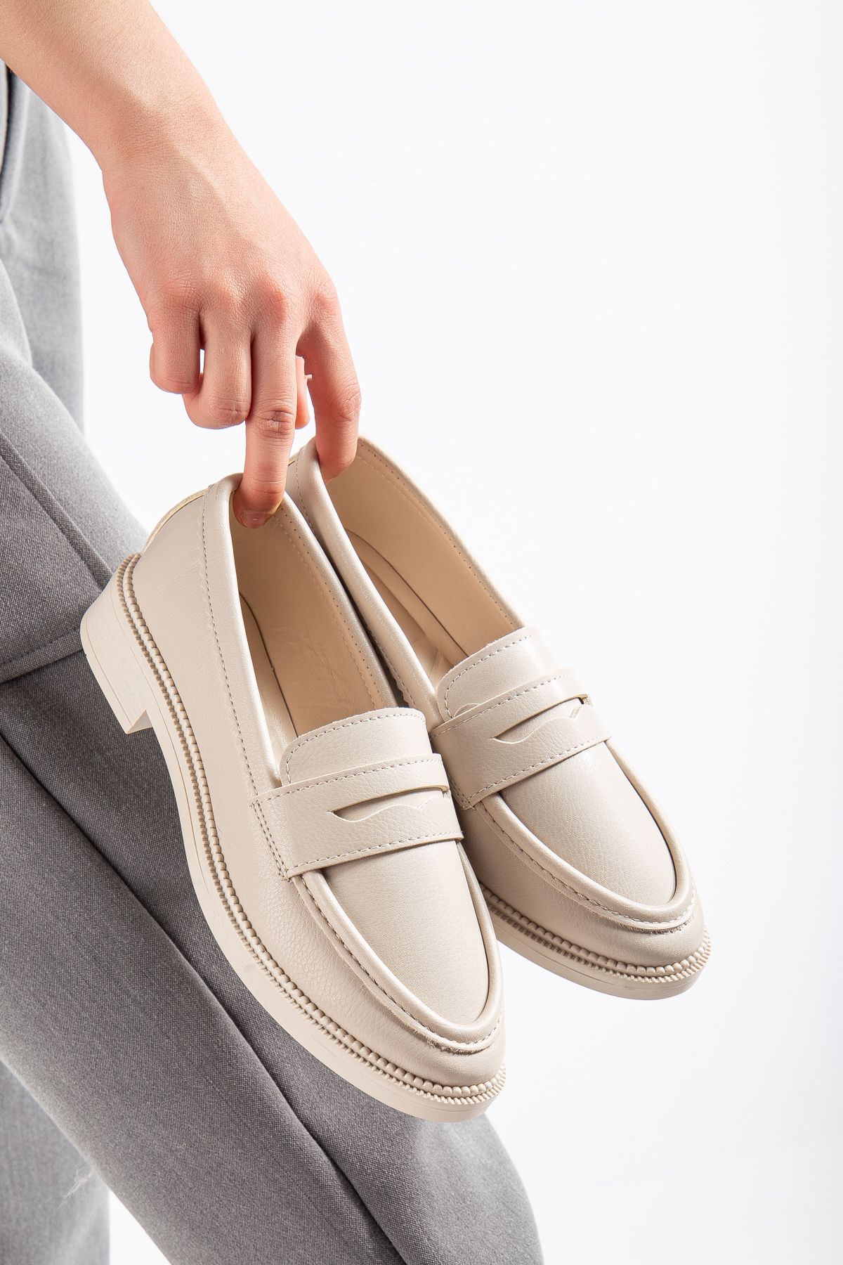 MYDERİN SHOES Casual-Loafer Ten Cilt Rahat Günlük Giyilebilecek Kadın Babet Ayakkabı