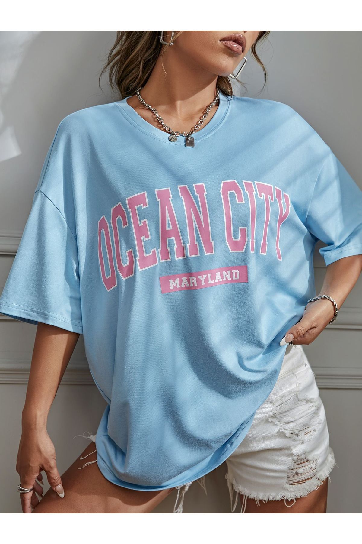 BEGRİFF Unisex Ocean City Yazılı Tshirt