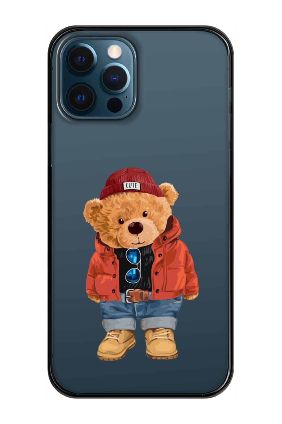 frondcase Iphone 12 Pro Teddy Bear Şeffaf Telefon Kılıfı