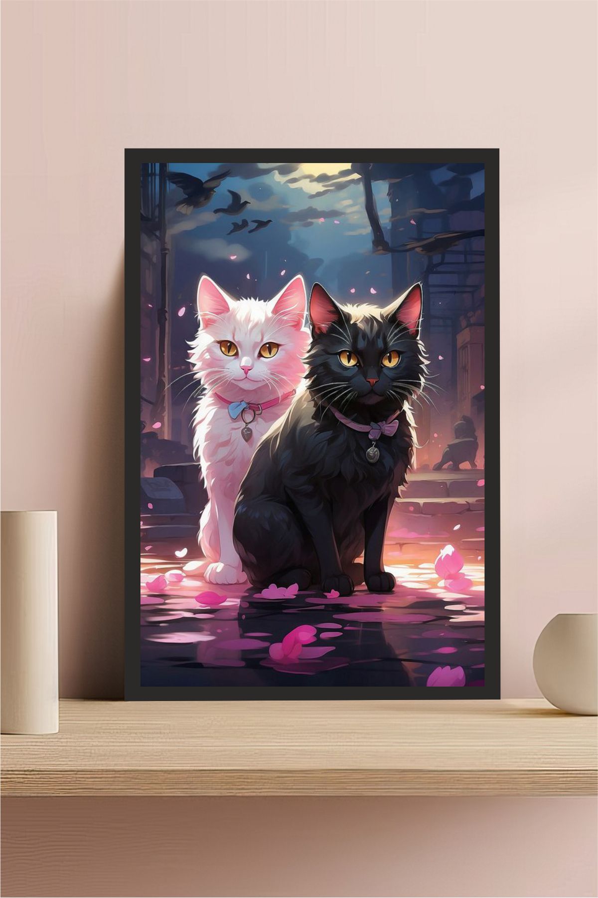 Cadran Kedi tasarımlı Çerçeve Görünümlü Mdf Tablo